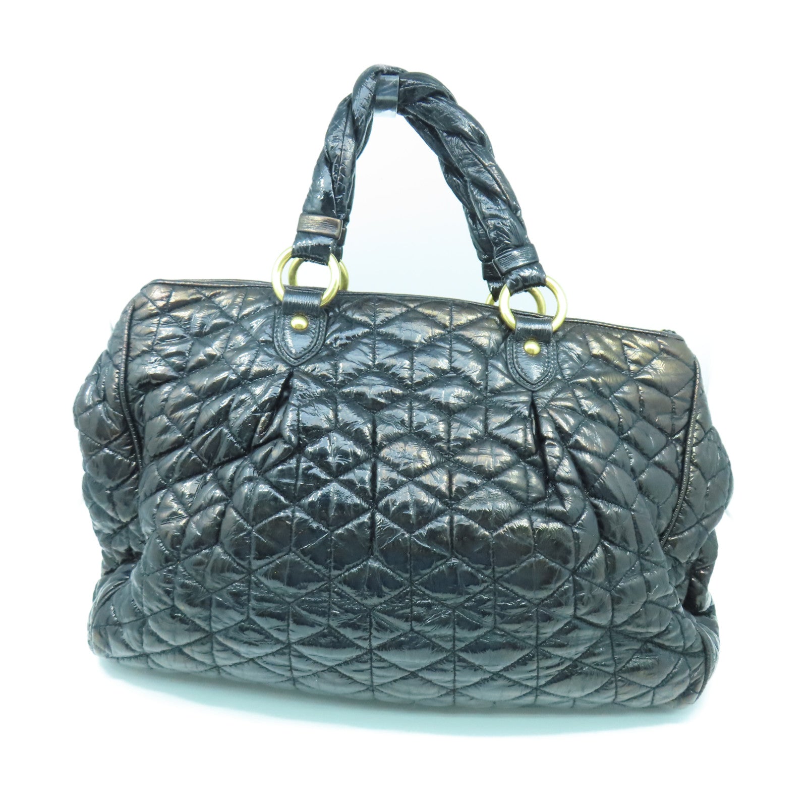 Miu Miu 漆皮皮革2 Way Shoulder金扣手挽肩背兩用袋黑色