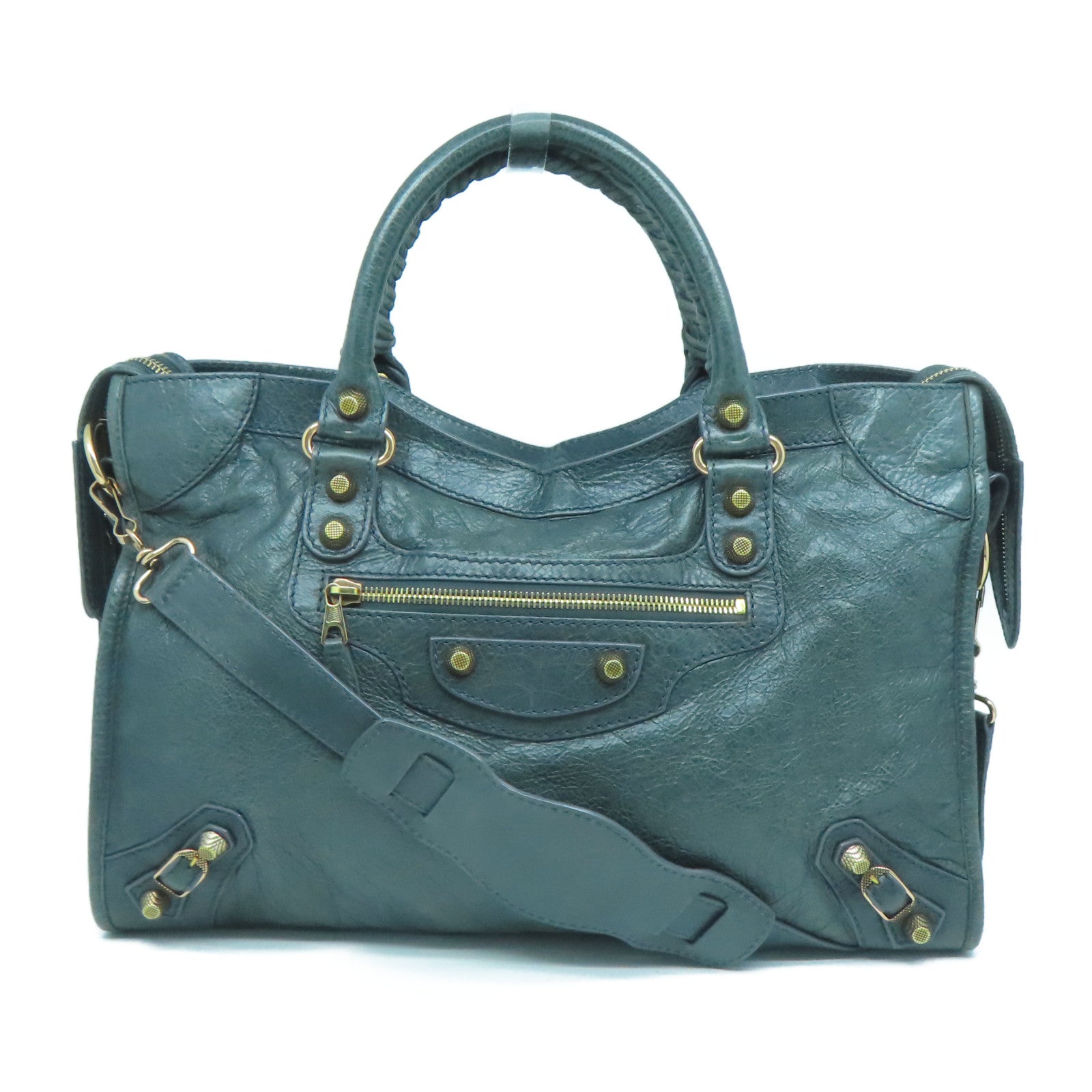 BALENCIAGA 牛皮皮革City Bag手挽肩背兩用袋綠色