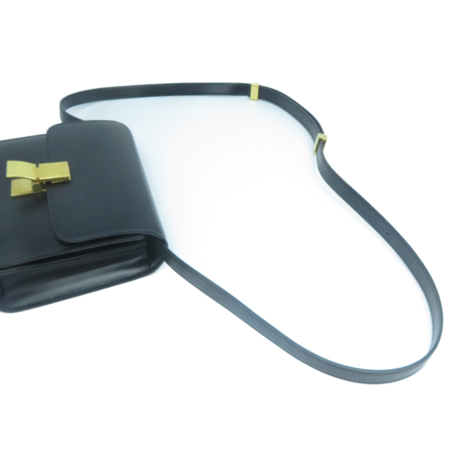 CELINE 牛皮皮革Shoulder Bag金扣肩背袋黑色