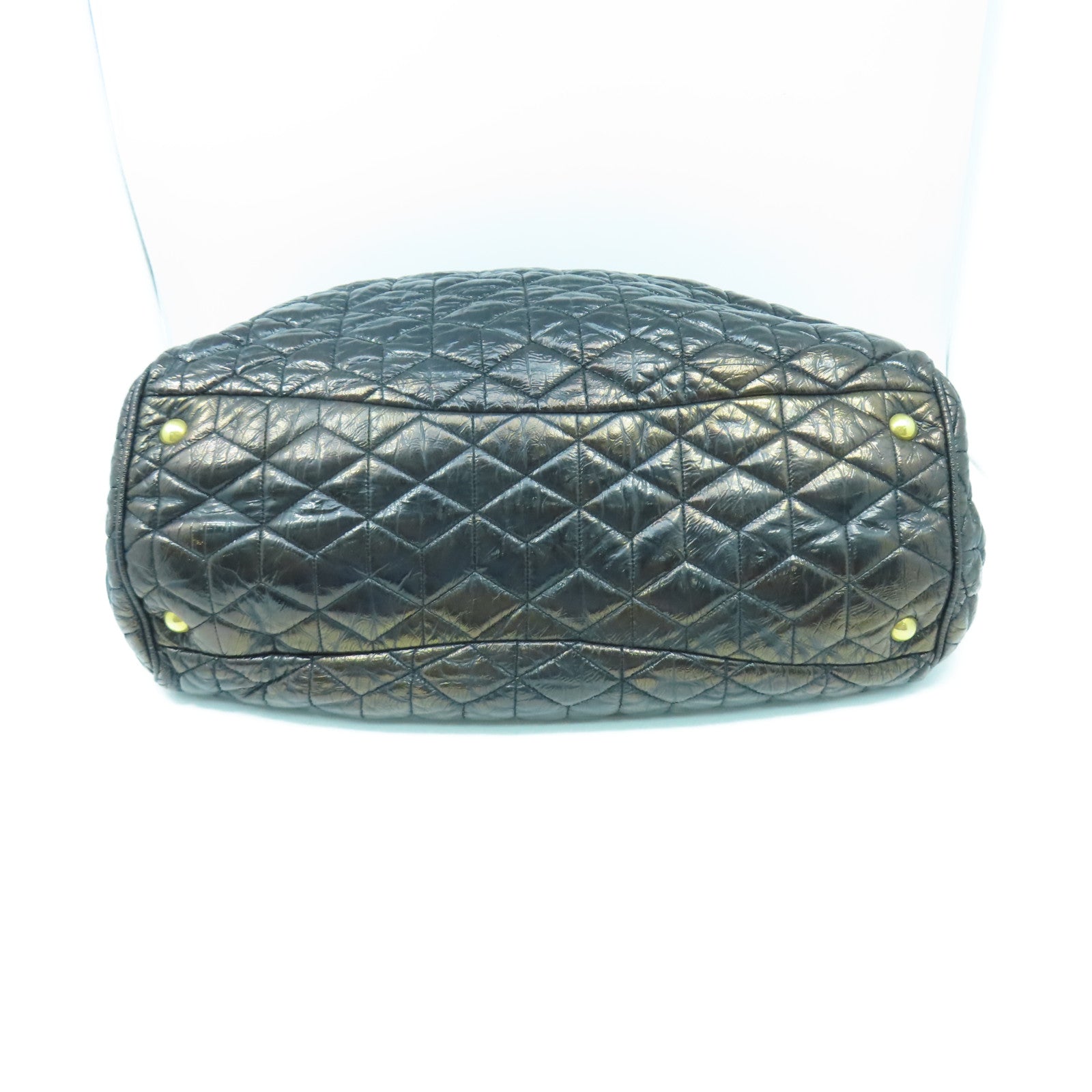 Miu Miu 漆皮皮革2 Way Shoulder金扣手挽肩背兩用袋黑色