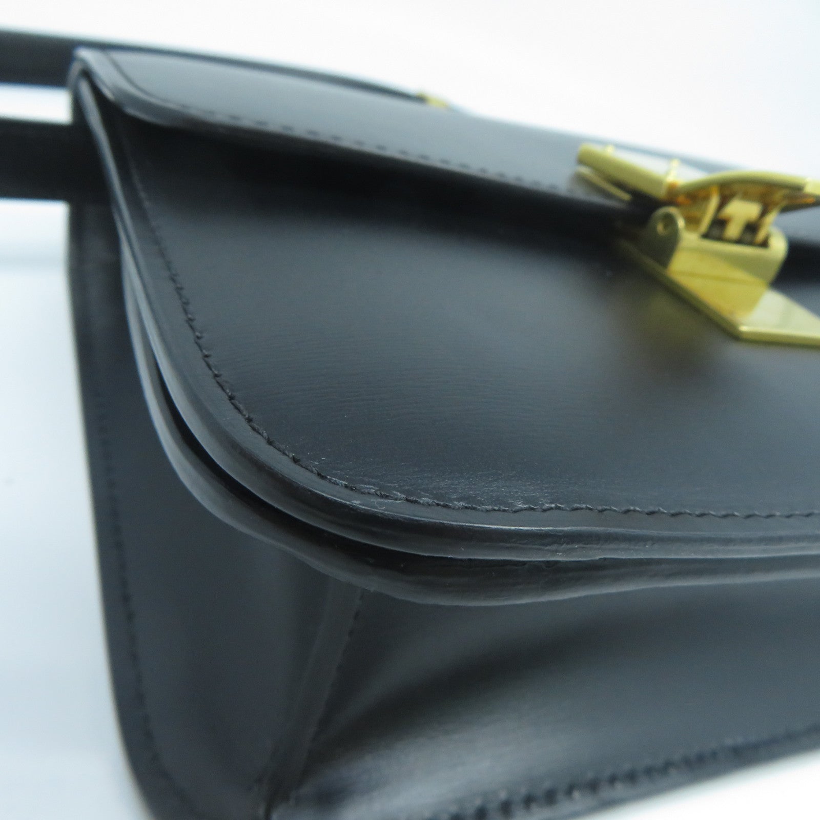 CELINE 牛皮皮革Shoulder Bag金扣肩背袋黑色