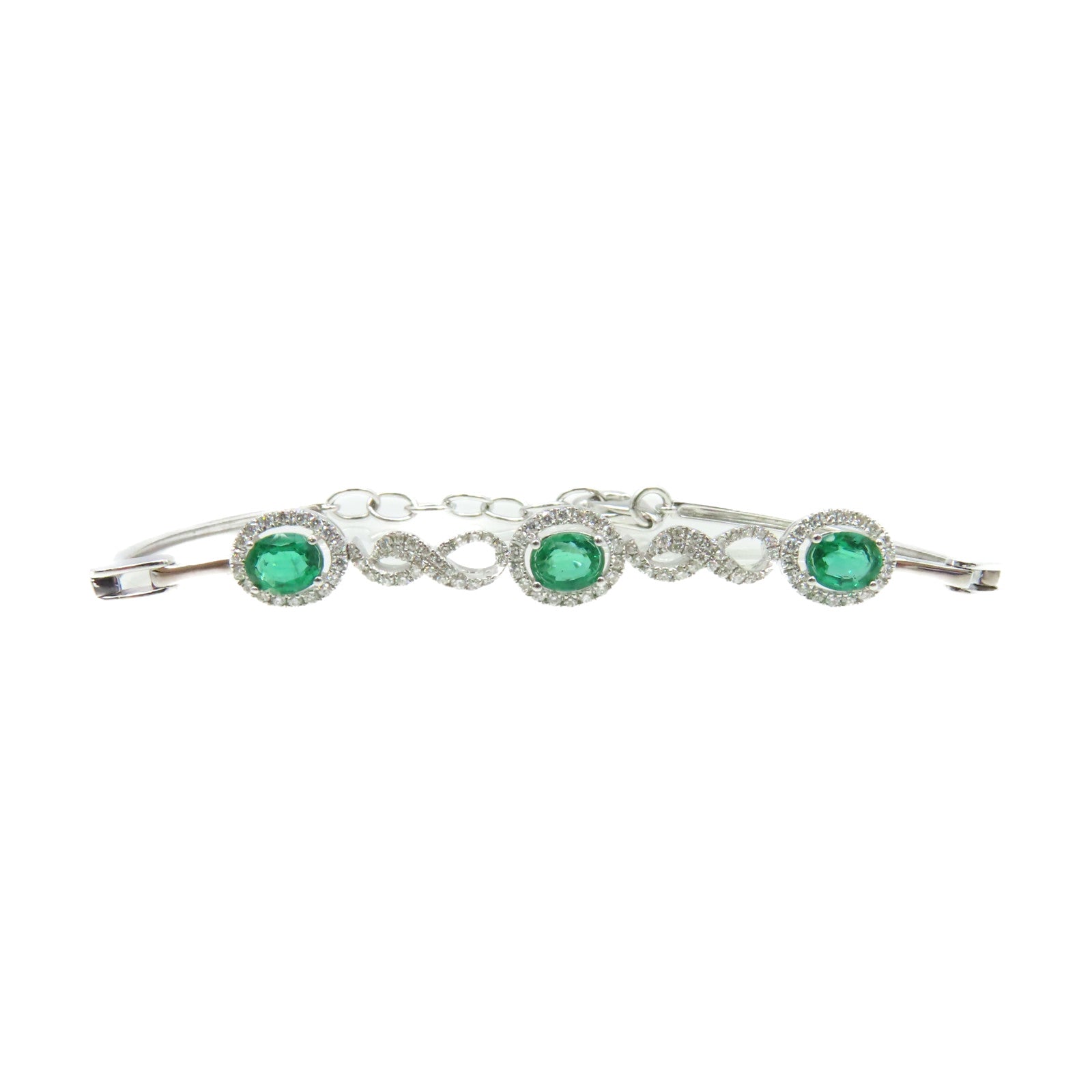 JEWELRY 18K白金Emerald Diamond Bracelet 0.90ct鑽石/0.43ct綠寶石手鏈