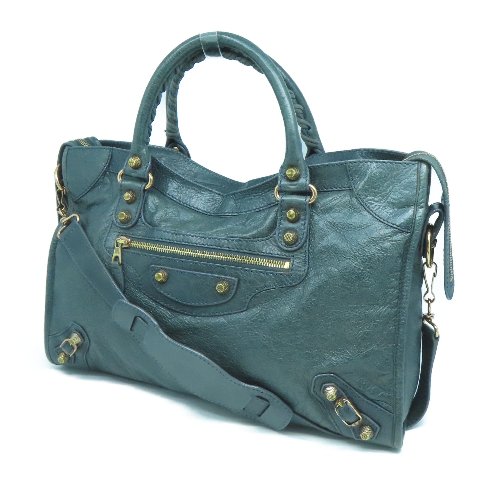 BALENCIAGA 牛皮皮革City Bag手挽肩背兩用袋綠色