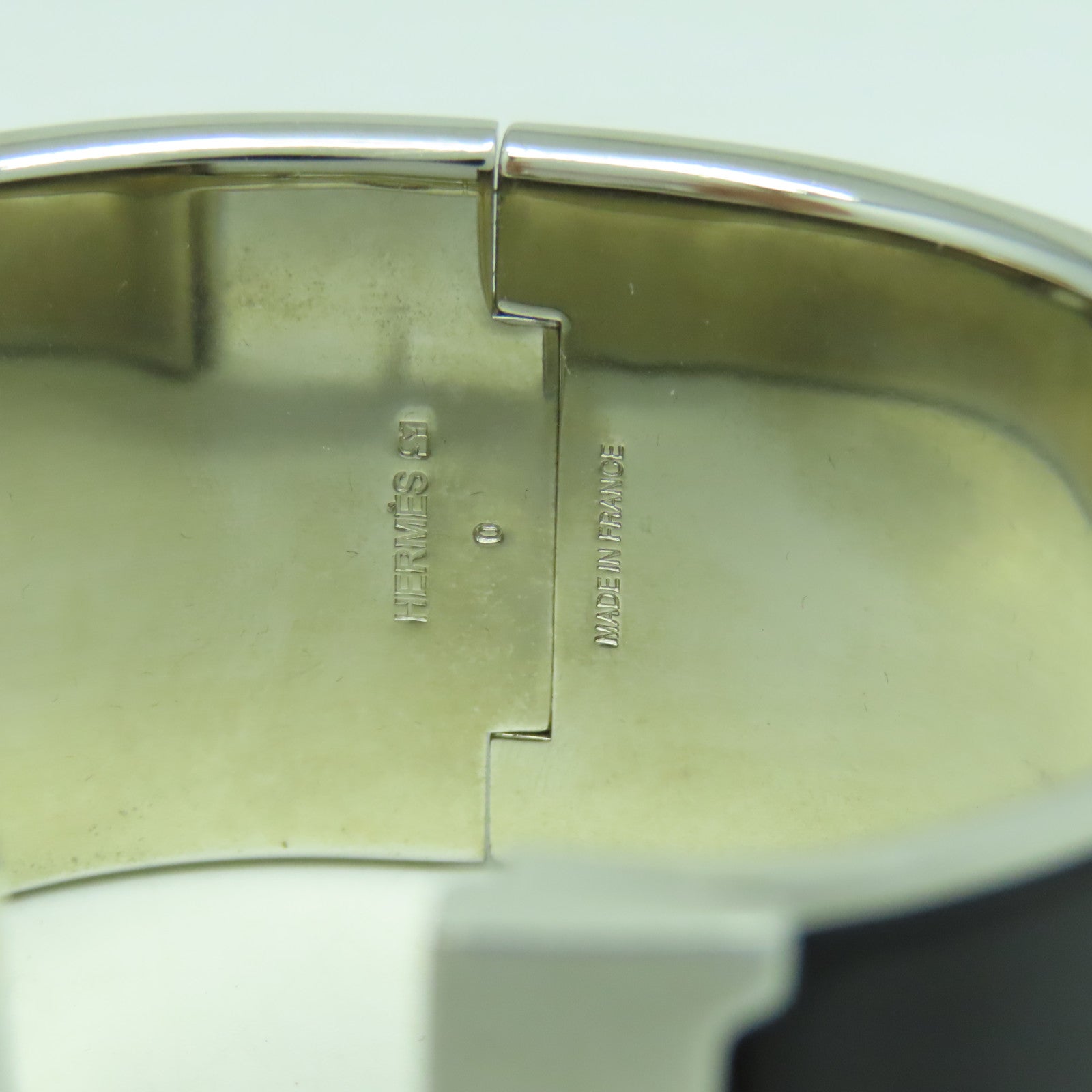 HERMES 金屬Clic-Clac H手鐲黑色/銀色#17cm