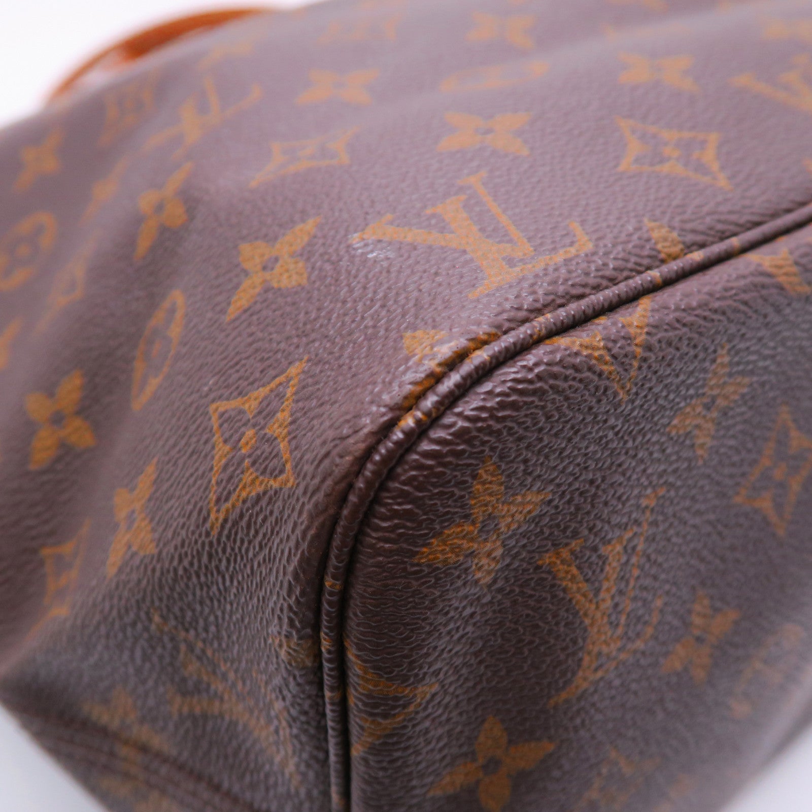 LOUIS VUITTON Monogram Neverfull MM金扣手挽袋棕色