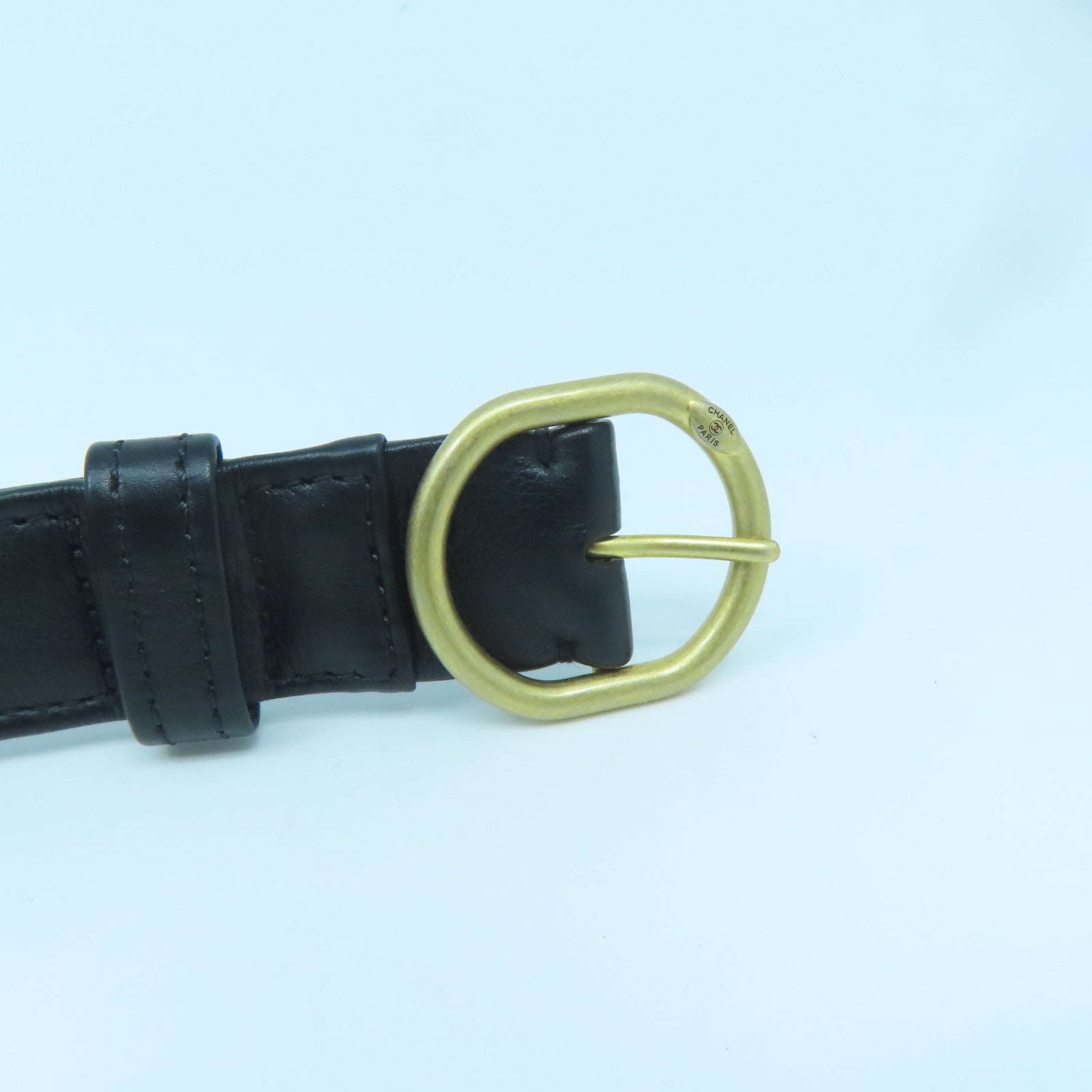 CHANEL rhombic cowhide leather Waist Bag gold buckle pocket black