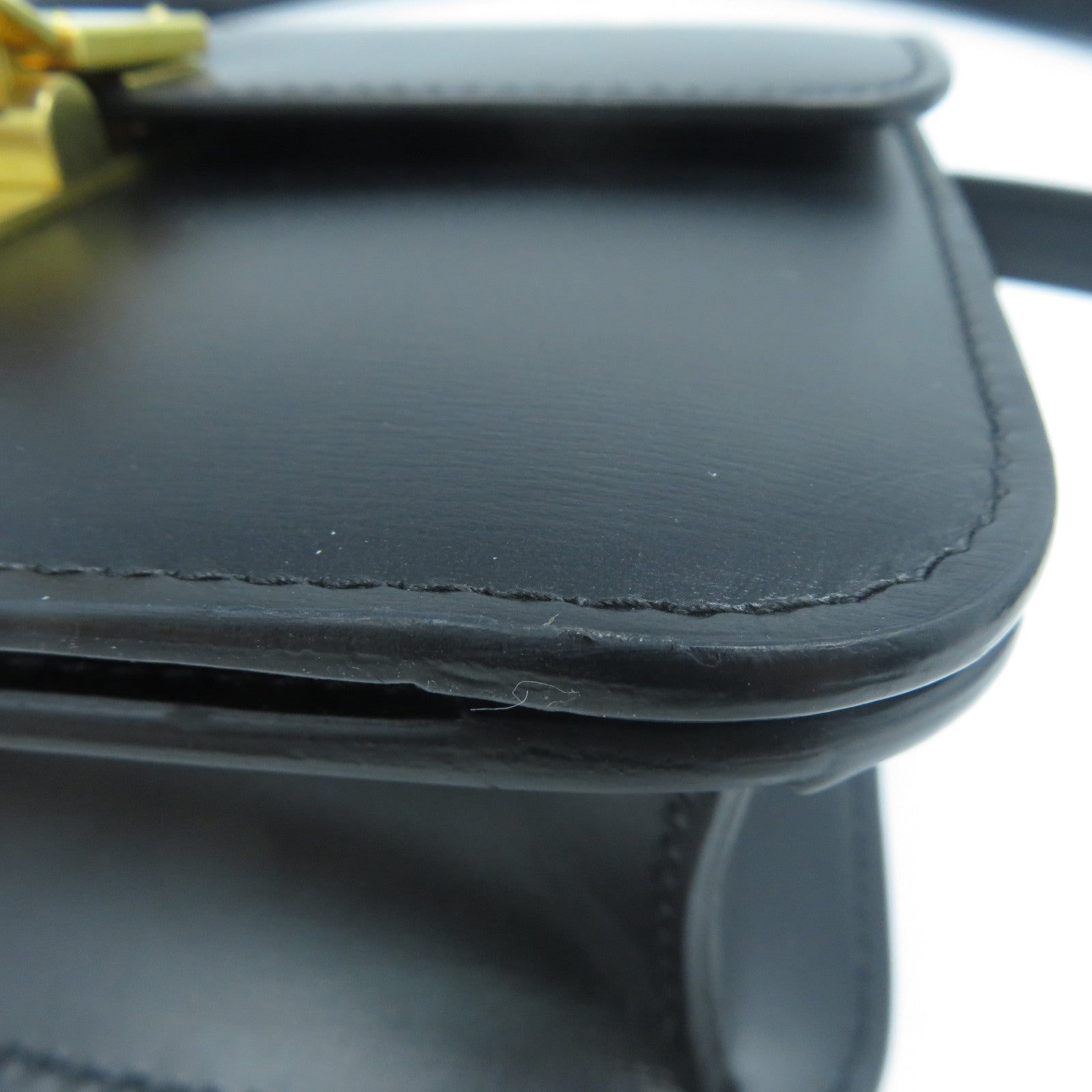 CELINE 牛皮皮革Shoulder Bag金扣肩背袋黑色