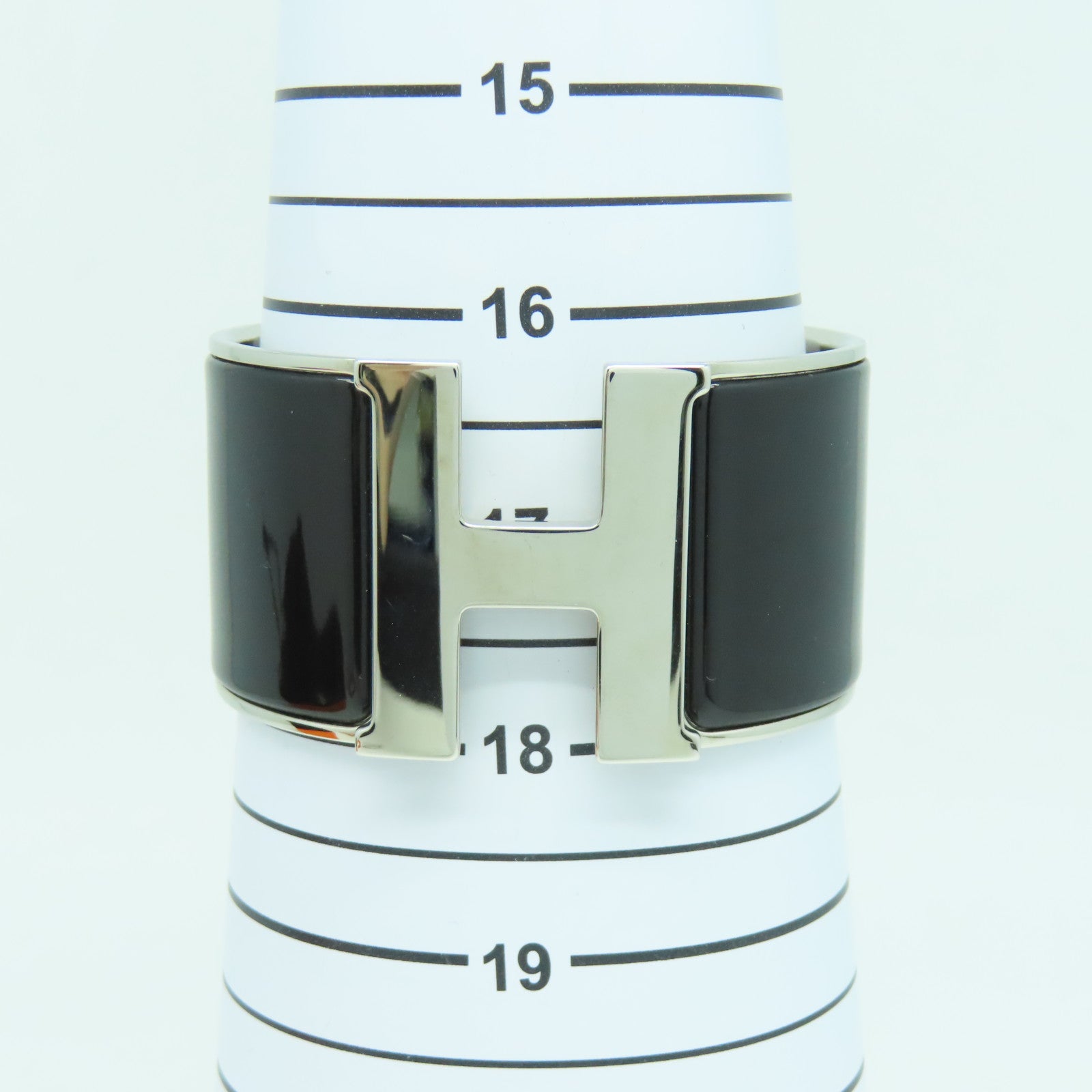 HERMES 金屬Clic-Clac H手鐲黑色/銀色#17cm