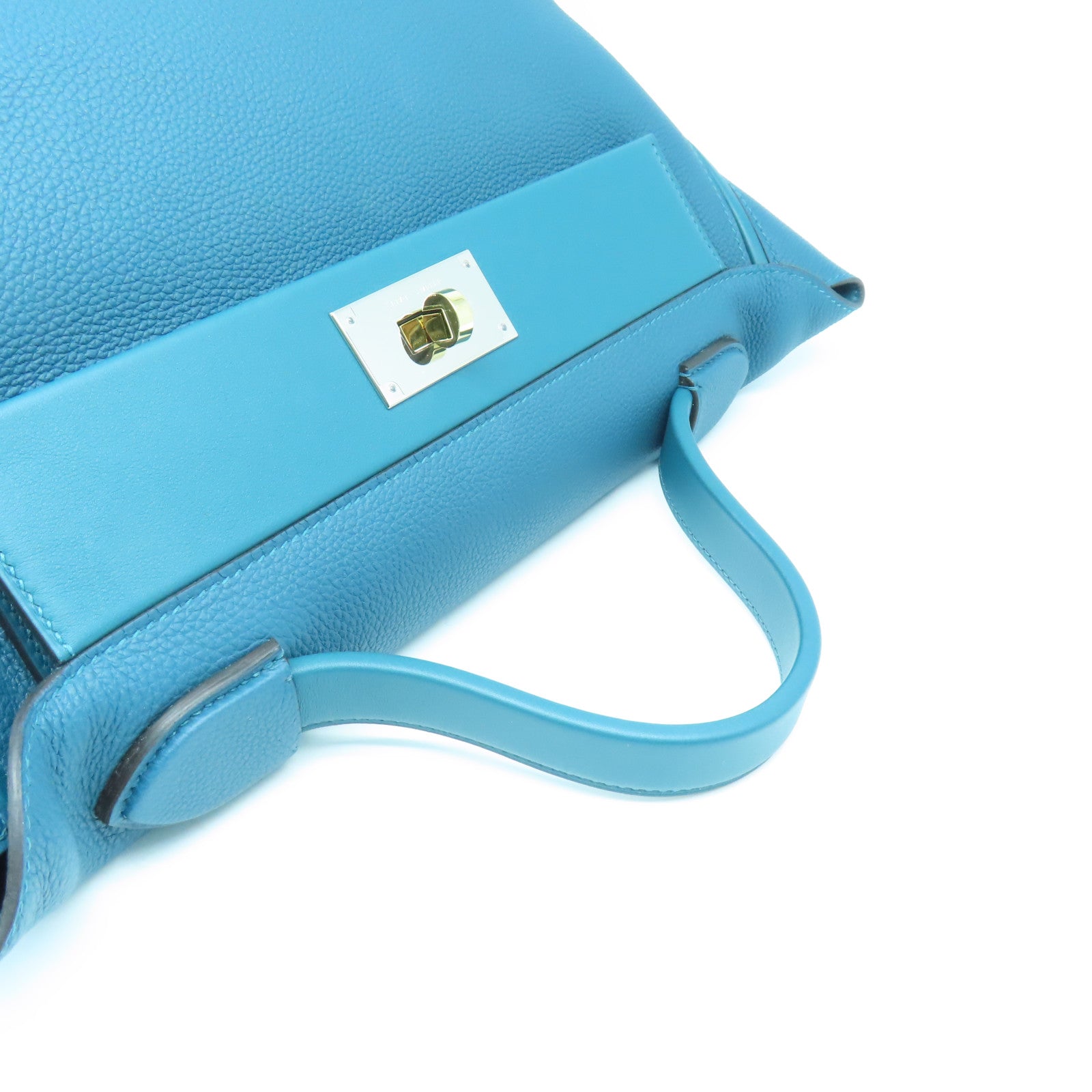 HERMES Evercolor皮革24/24 35cm银色/金色Colvert蓝色