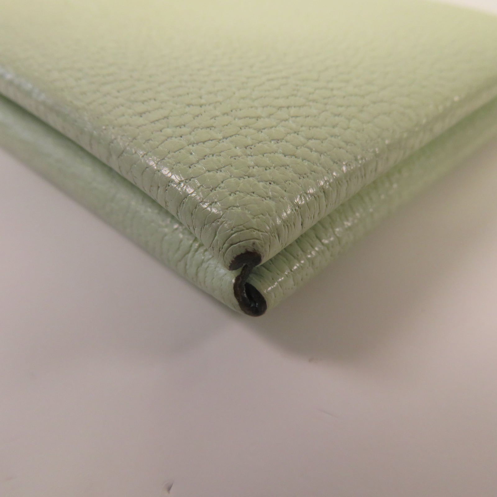 HERMES Chevre皮革Calvi卡片套銀扣Vert Fizz氣泡綠色