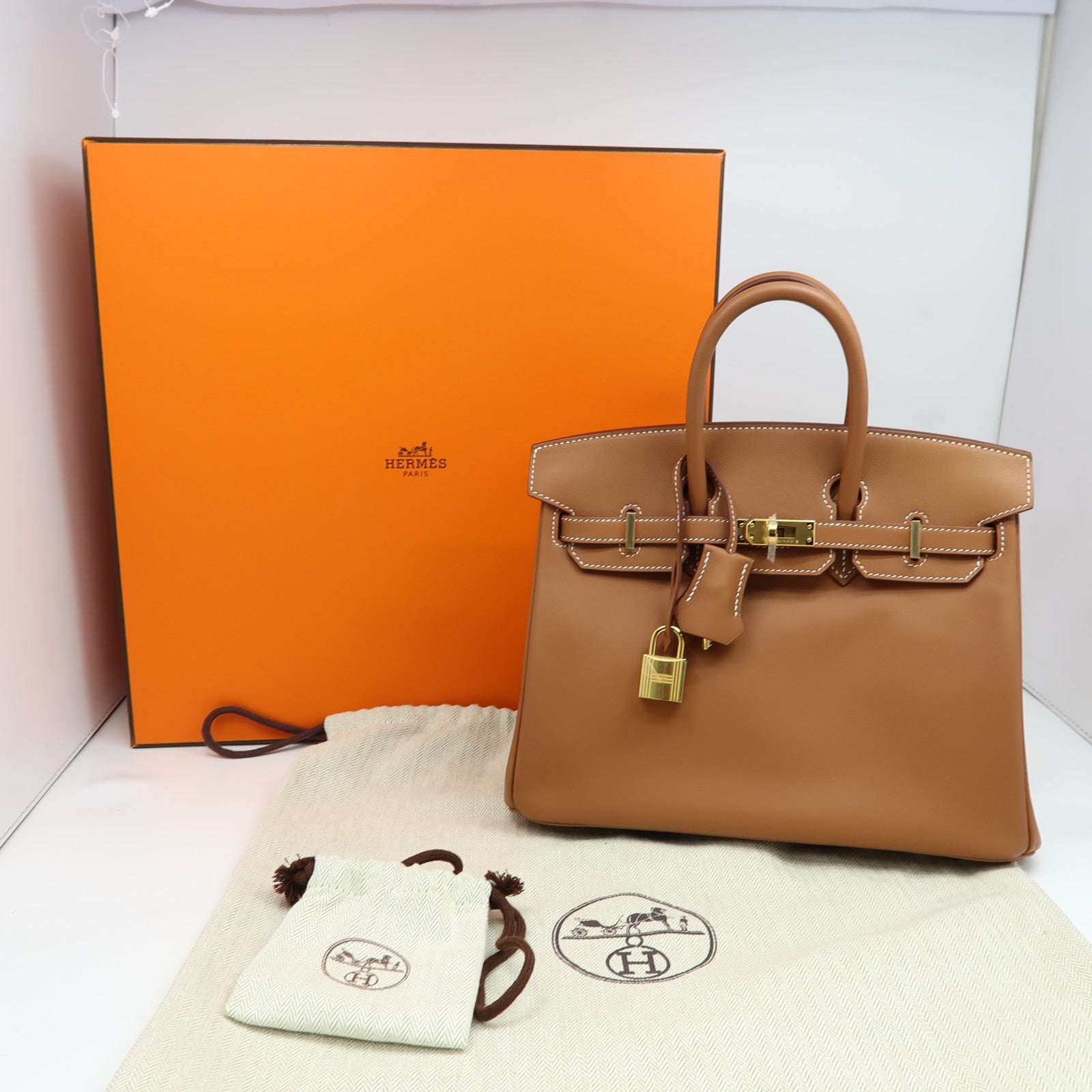 HERMES Swift皮革Birkin 25金扣手挽袋Gold經典駝色