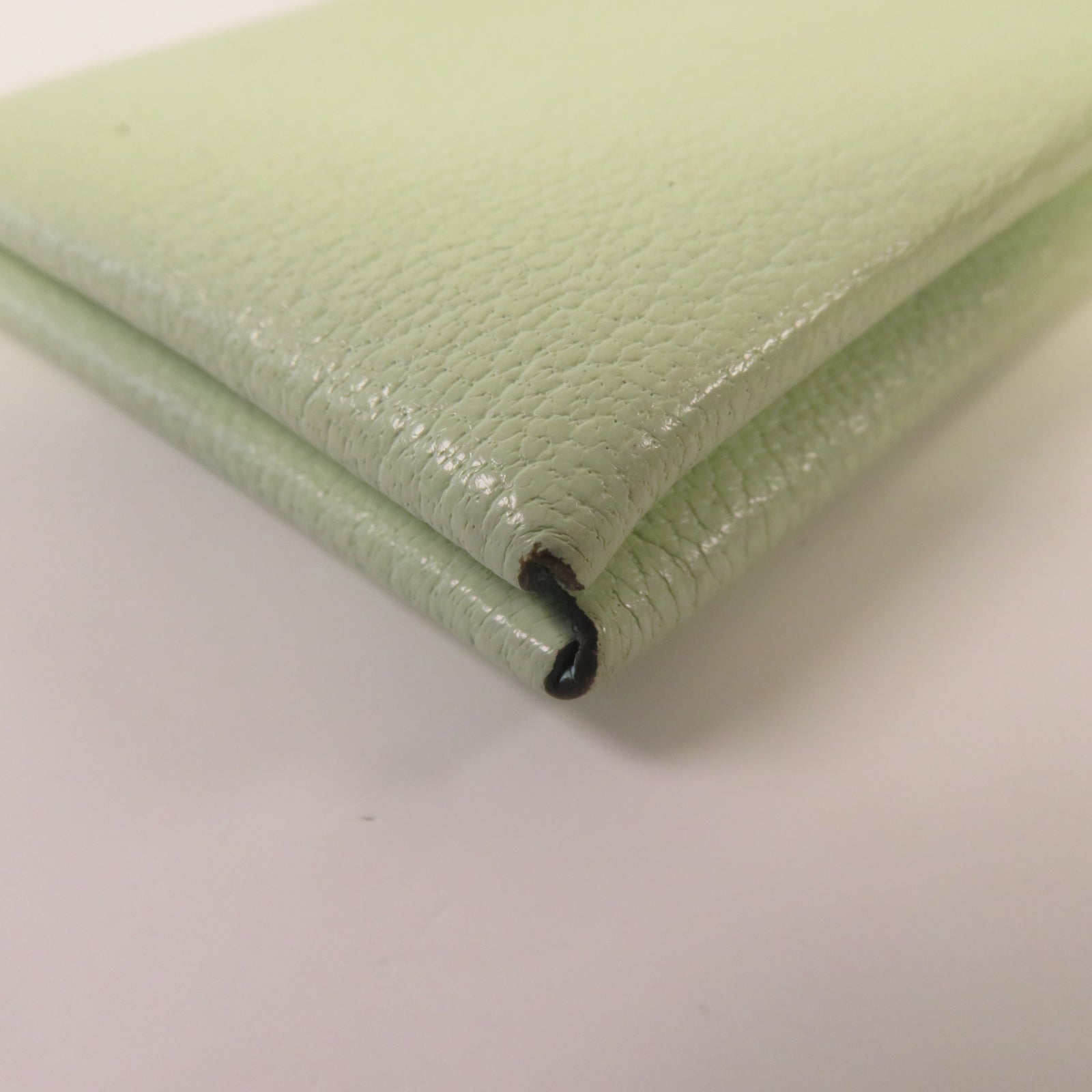 HERMES Chevre皮革Calvi卡片套銀扣Vert Fizz氣泡綠色