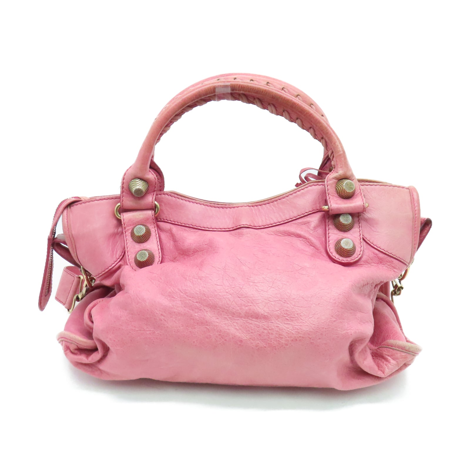 BALENCIAGA 羊皮皮革City金扣肩背袋粉红色