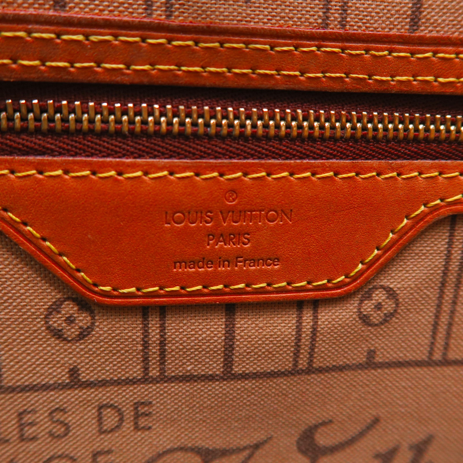 LOUIS VUITTON Monogram Neverfull MM金扣手挽袋棕色