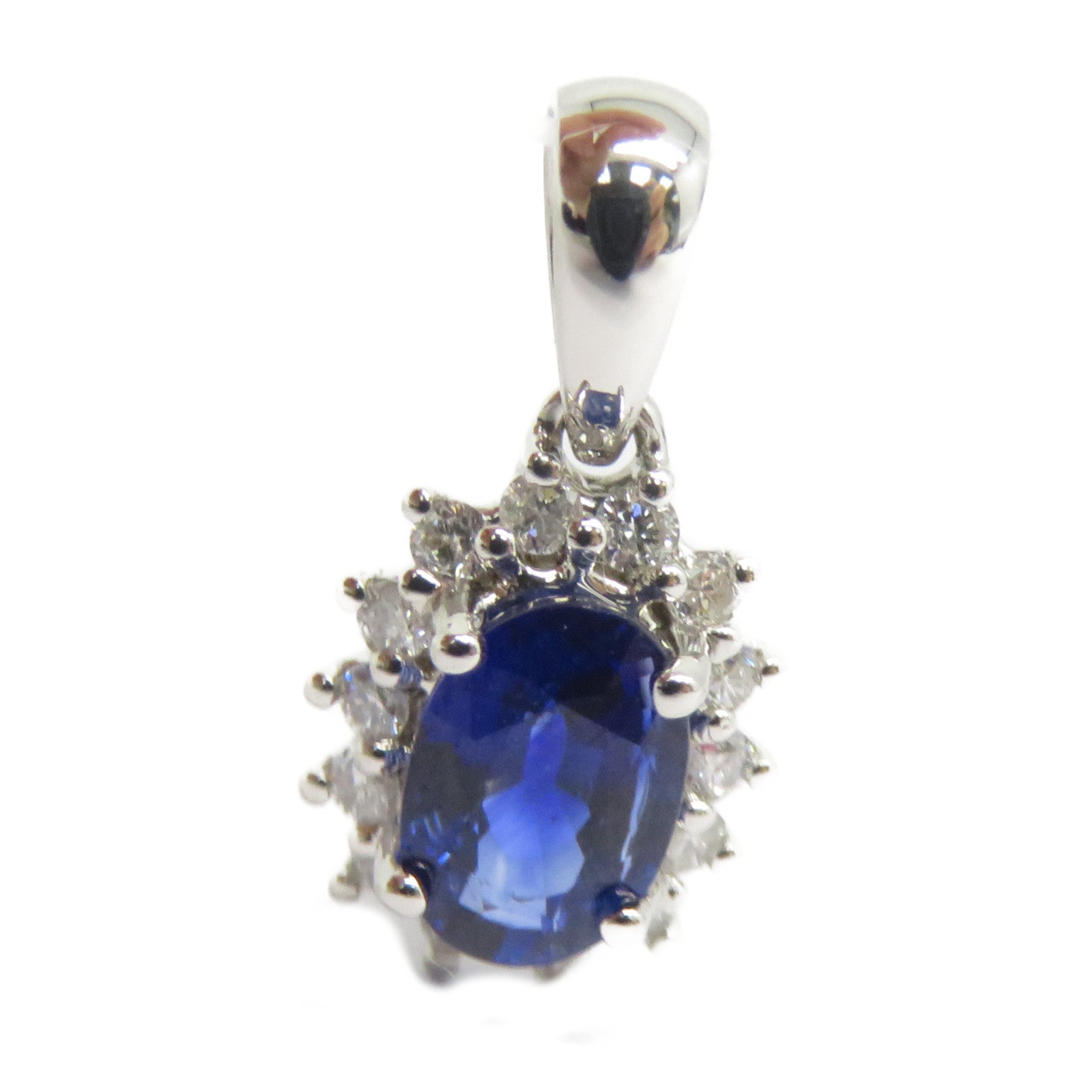 JEWELRY 【激減優惠】18K白金Sapphire Diamond Pendant Top 0.67ct藍寶石/0.123ct鑽石吊墜