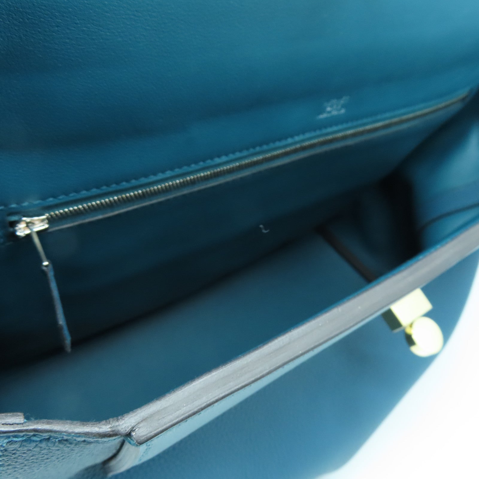 HERMES Evercolor皮革24/24 35cm银色/金色Colvert蓝色
