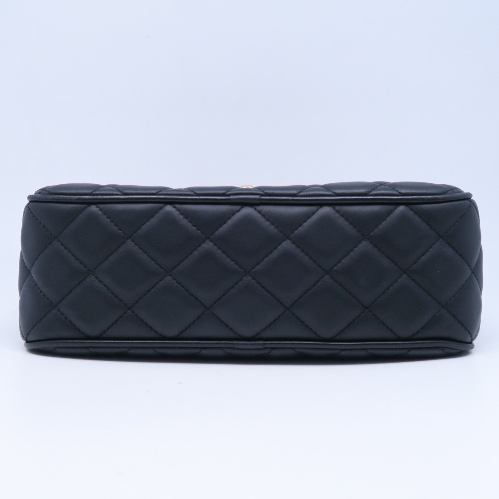 CHANEL 菱格牛皮皮革Chain Shoulder Bag金扣鏈帶肩背袋黑色
