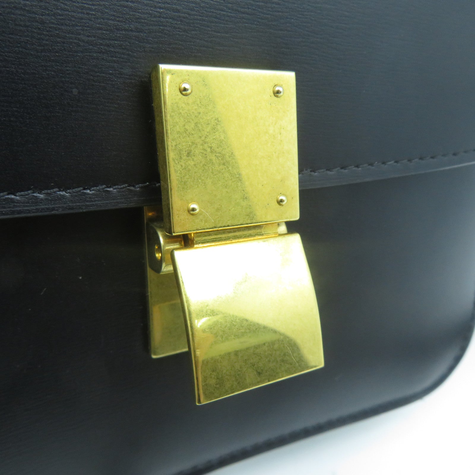 CELINE 牛皮皮革Shoulder Bag金扣肩背袋黑色