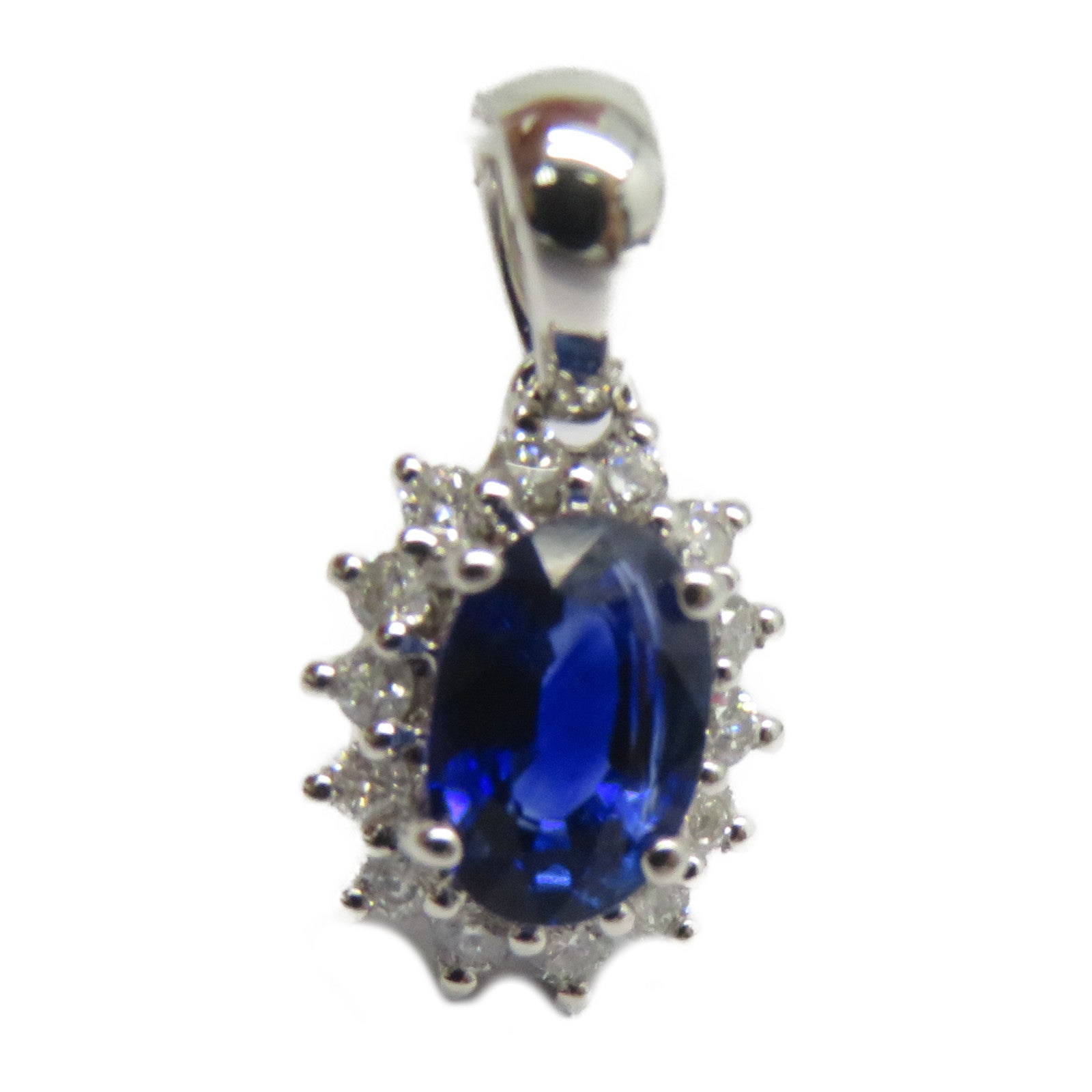 JEWELRY 【激減優惠】18K白金Sapphire Diamond Pendant Top 0.67ct藍寶石/0.123ct鑽石吊墜