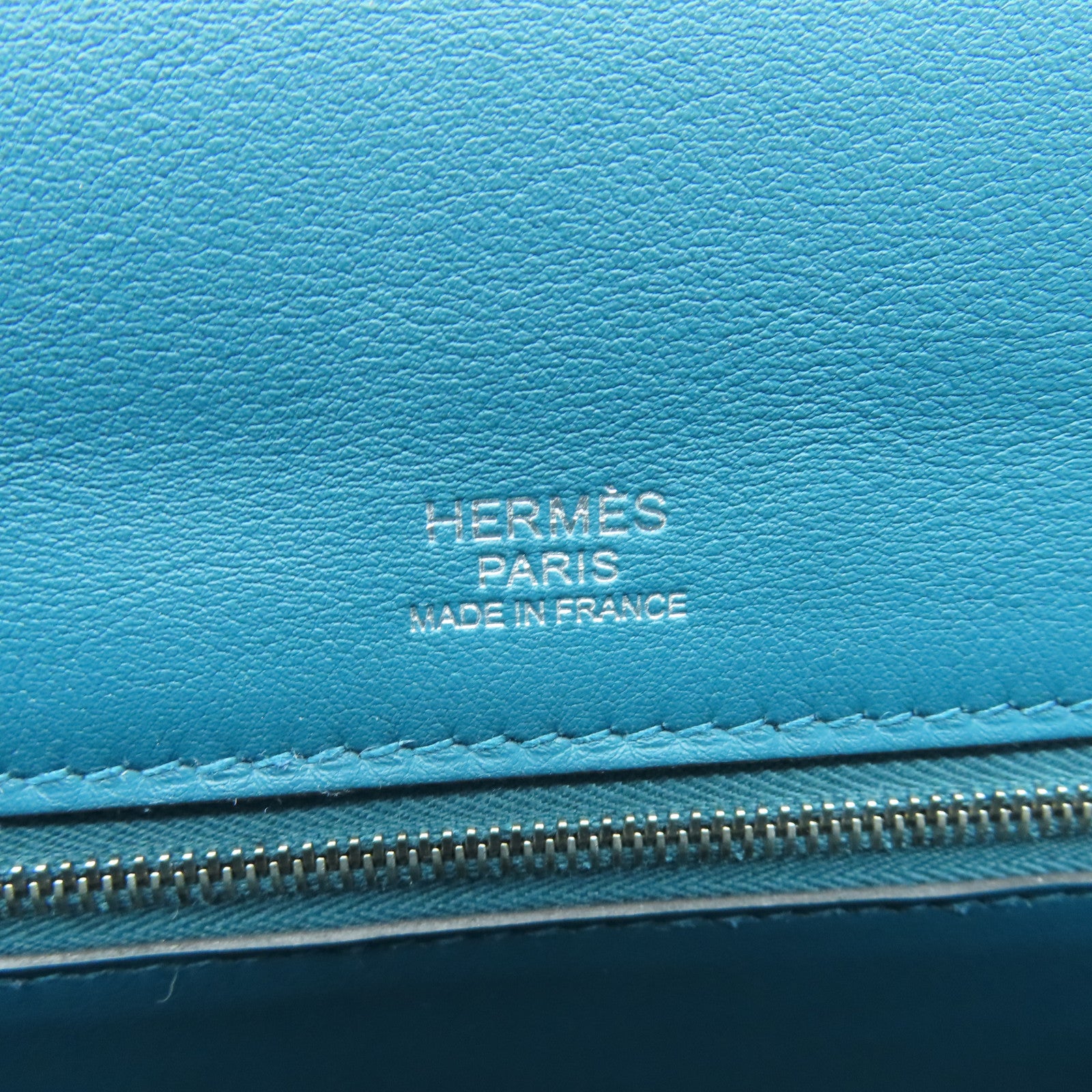 HERMES Evercolor皮革24/24 35cm银色/金色Colvert蓝色