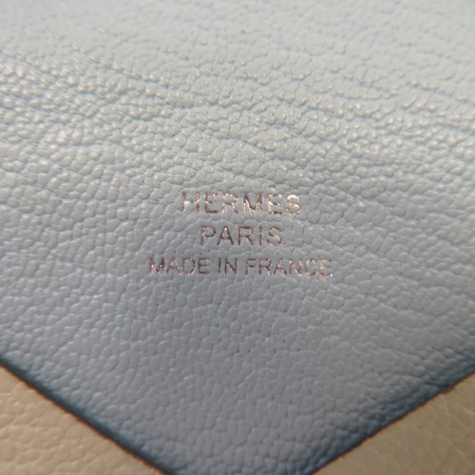 HERMES Chevre皮革Calvi卡片套銀扣Vert Fizz氣泡綠色