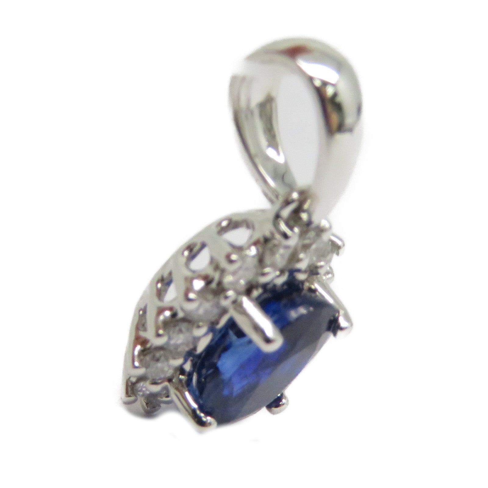 JEWELRY 【激減優惠】18K白金Sapphire Diamond Pendant Top 0.67ct藍寶石/0.123ct鑽石吊墜