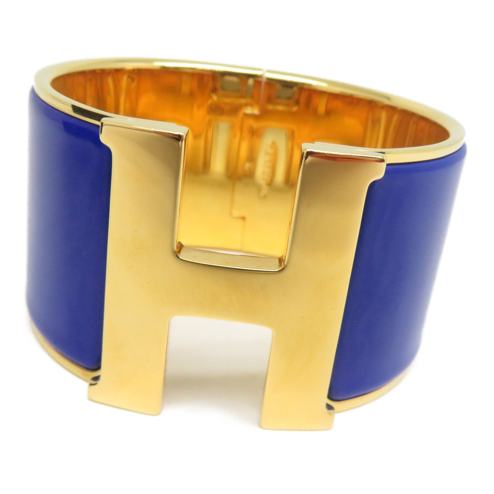 HERMES 金屬Clic-Clac H Extra Large金扣手鐲藍色