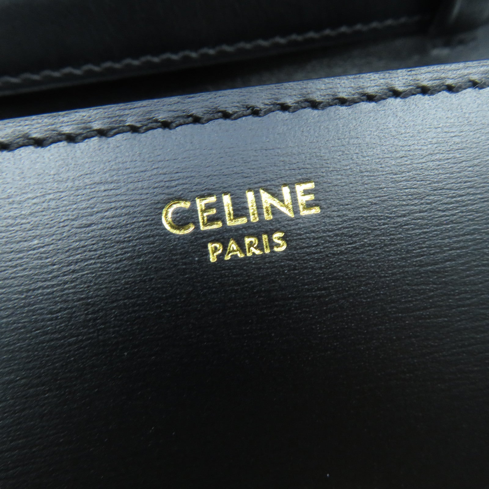 CELINE 牛皮皮革Shoulder Bag金扣肩背袋黑色