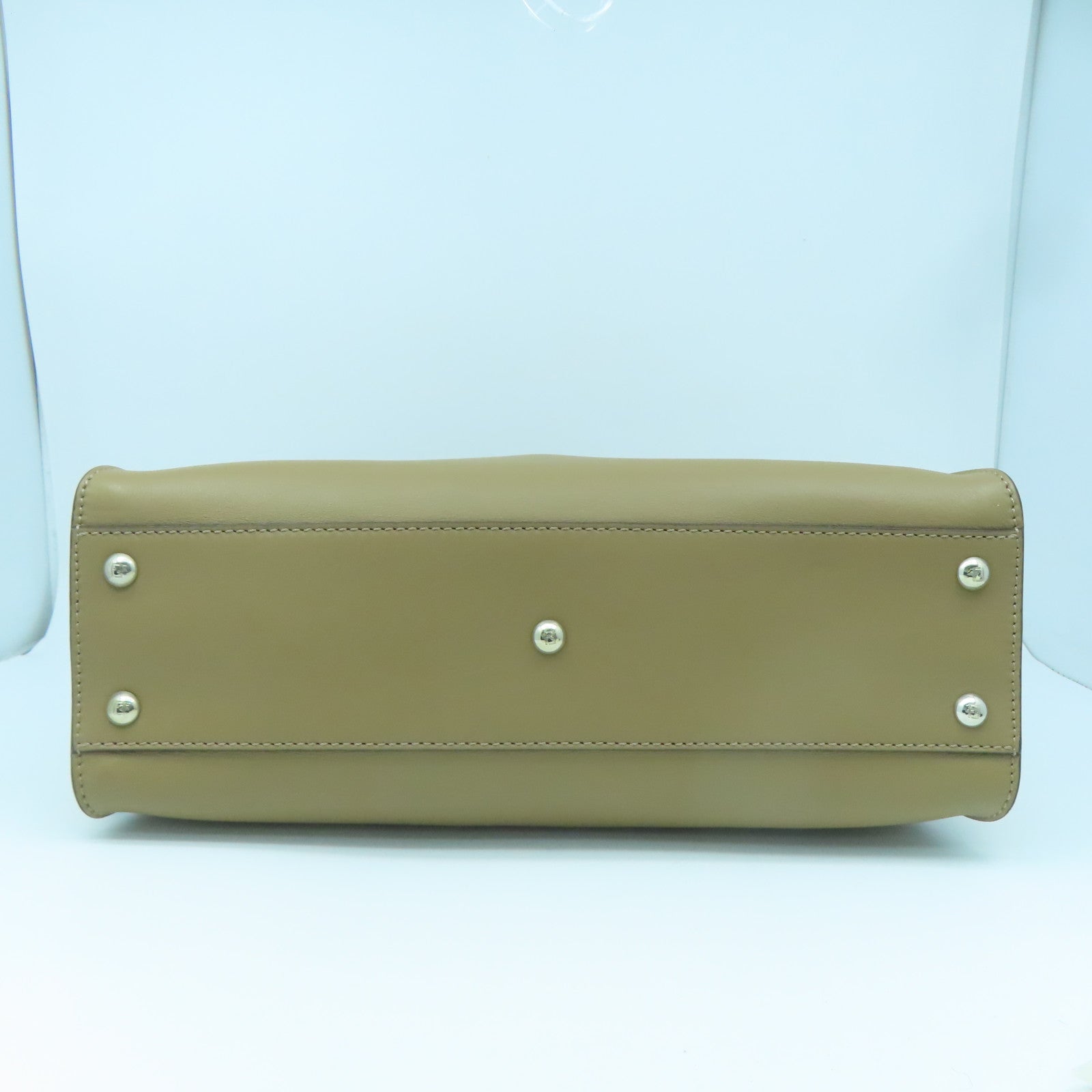 FENDI Cowhide Leather 2way Shoulder Bag Silver Buckle Handle Shoulder Bag Brown