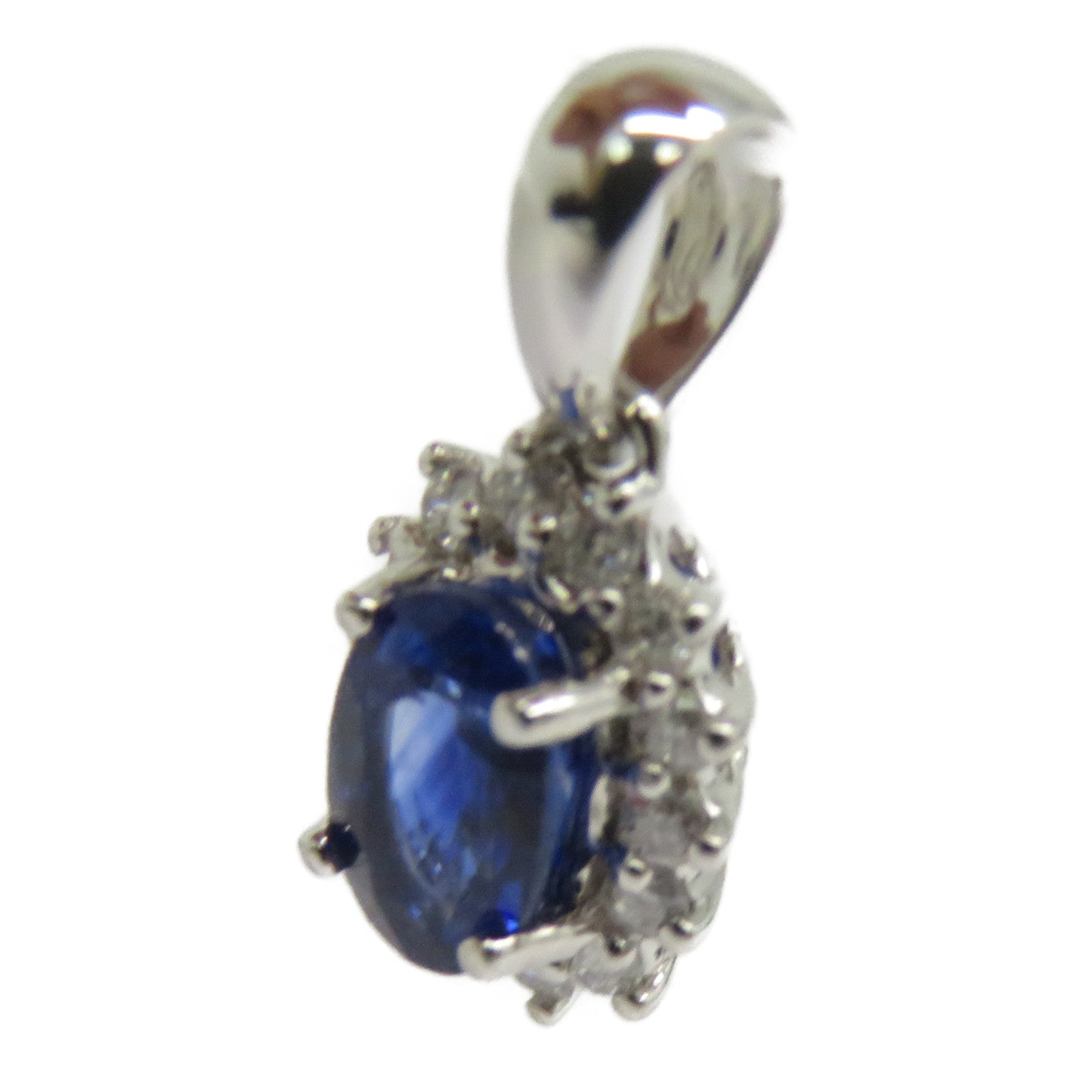 JEWELRY 【激減優惠】18K白金Sapphire Diamond Pendant Top 0.67ct藍寶石/0.123ct鑽石吊墜