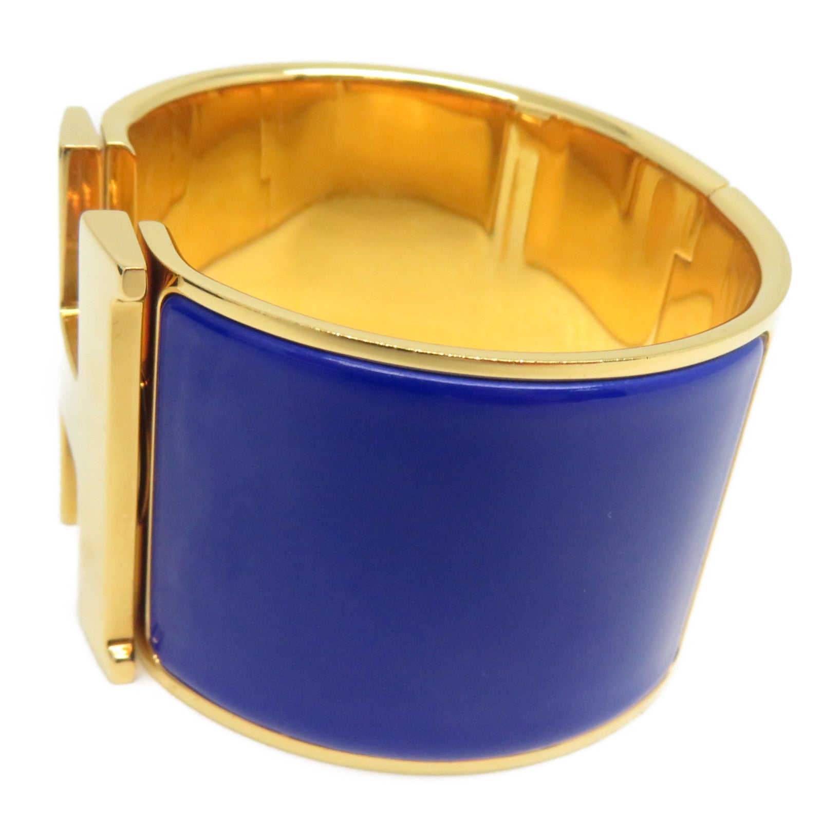 HERMES 金屬Clic-Clac H Extra Large金扣手鐲藍色