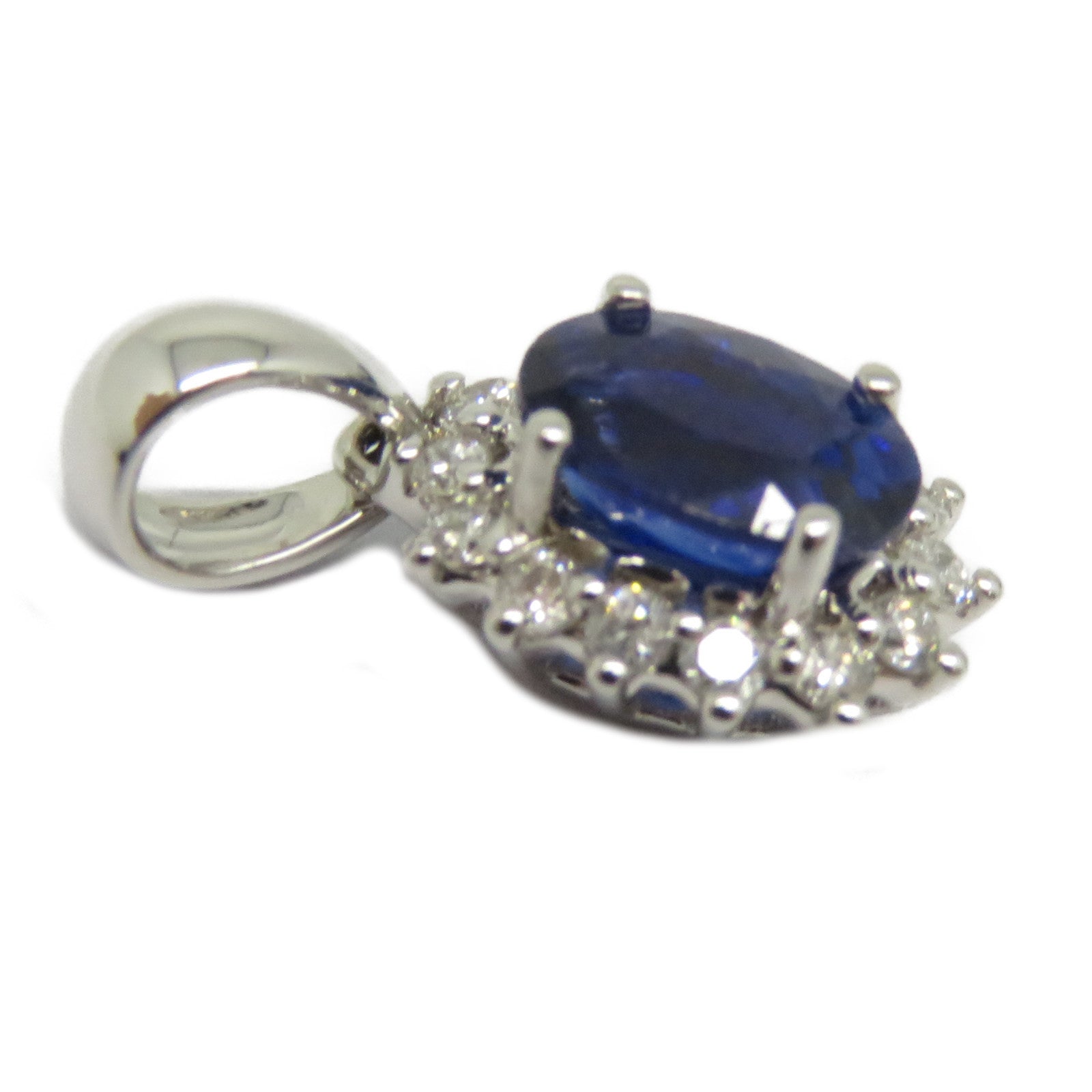 JEWELRY 【激減優惠】18K白金Sapphire Diamond Pendant Top 0.67ct藍寶石/0.123ct鑽石吊墜