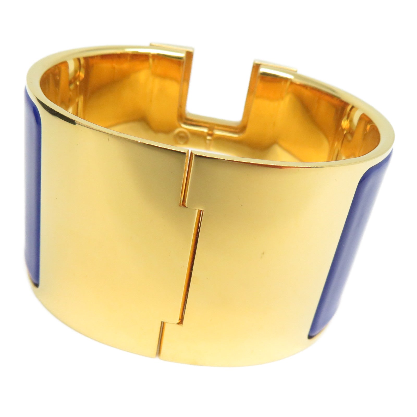 HERMES 金屬Clic-Clac H Extra Large金扣手鐲藍色