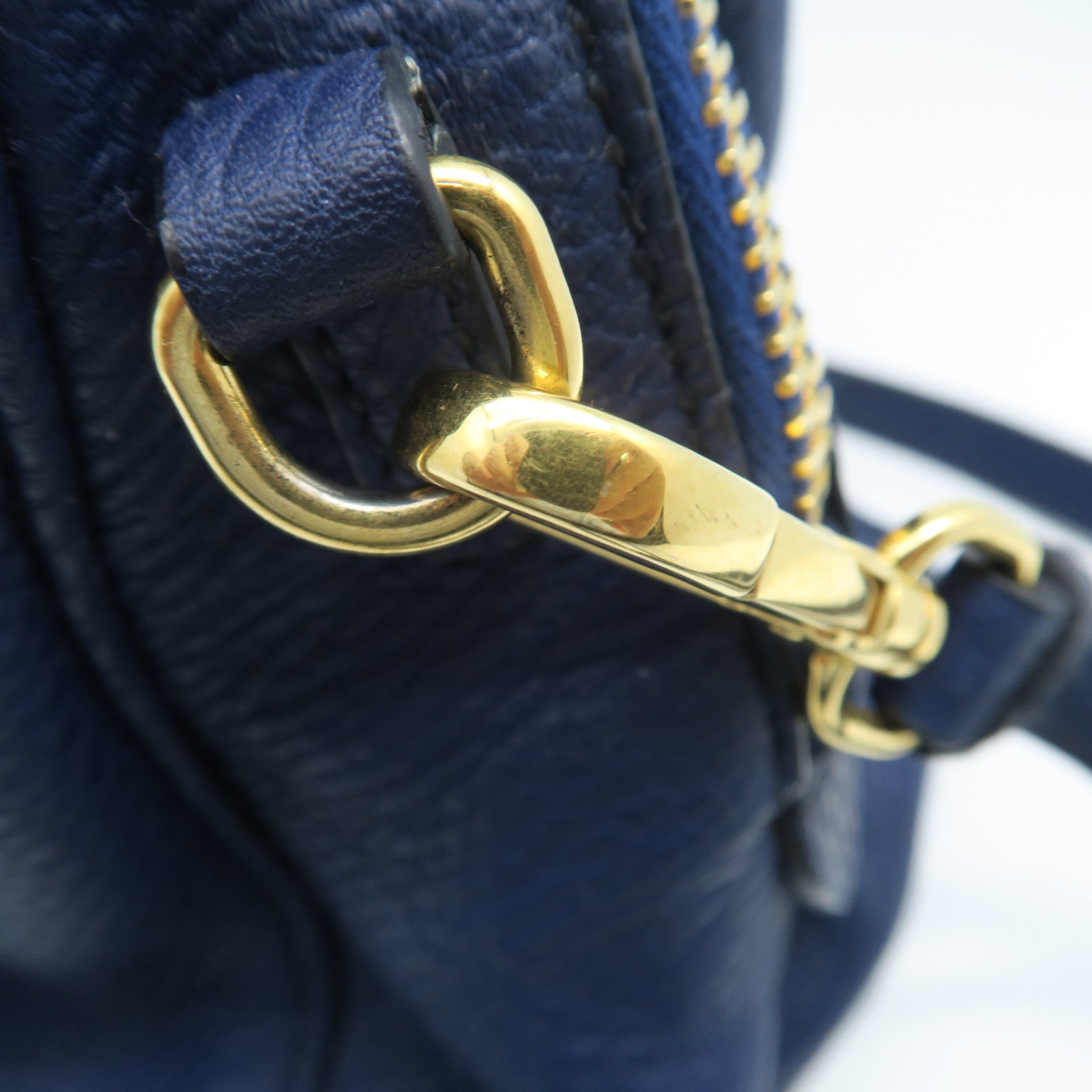 PRADA cowhide leather 2 Way Shoulder gold buckle handle shoulder bag blue