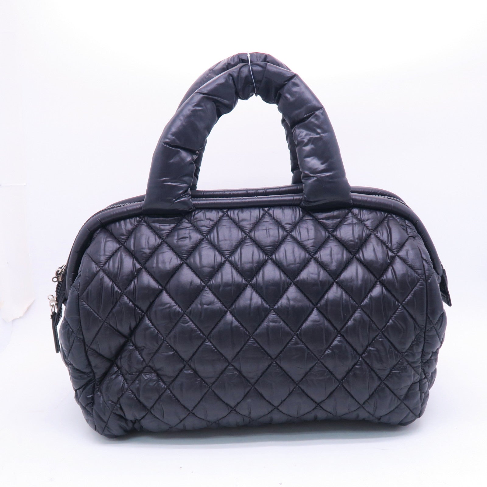 CHANEL 菱格尼龙Coco Cocoon银扣肩背袋黑色