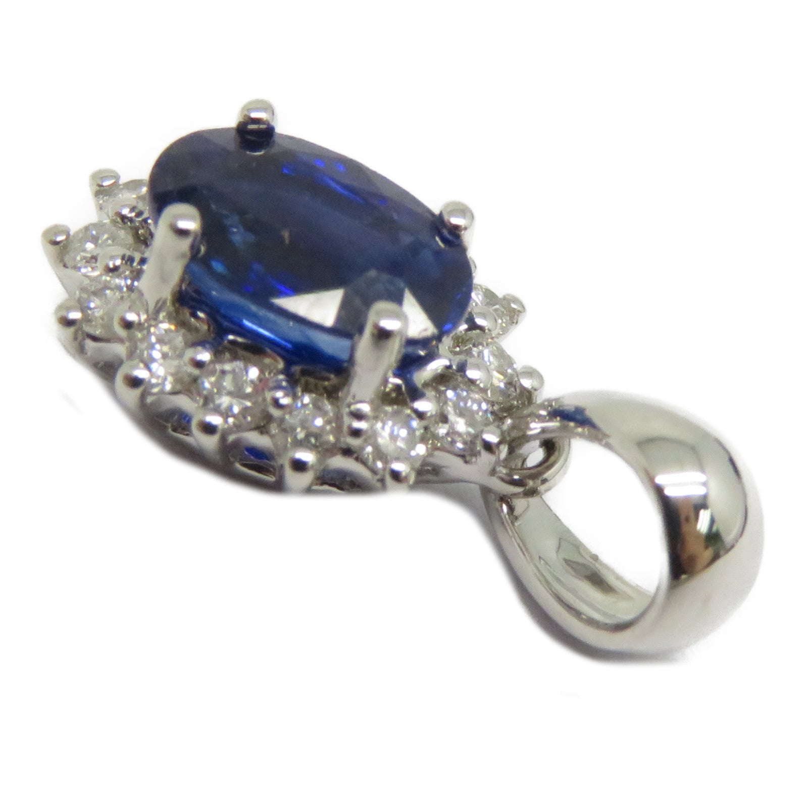 JEWELRY 【激減優惠】18K白金Sapphire Diamond Pendant Top 0.67ct藍寶石/0.123ct鑽石吊墜