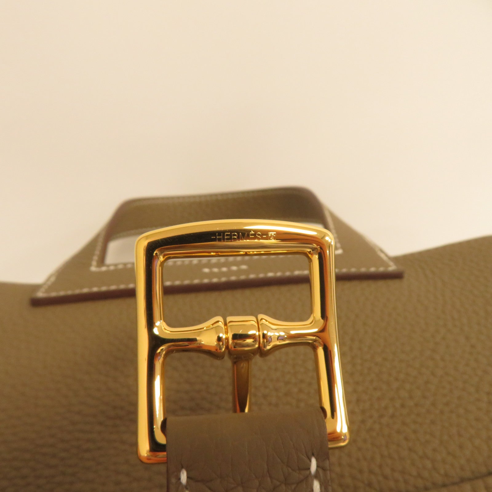 HERMES Clemence皮革Halzan 31金扣手挽肩背兩用袋啡色