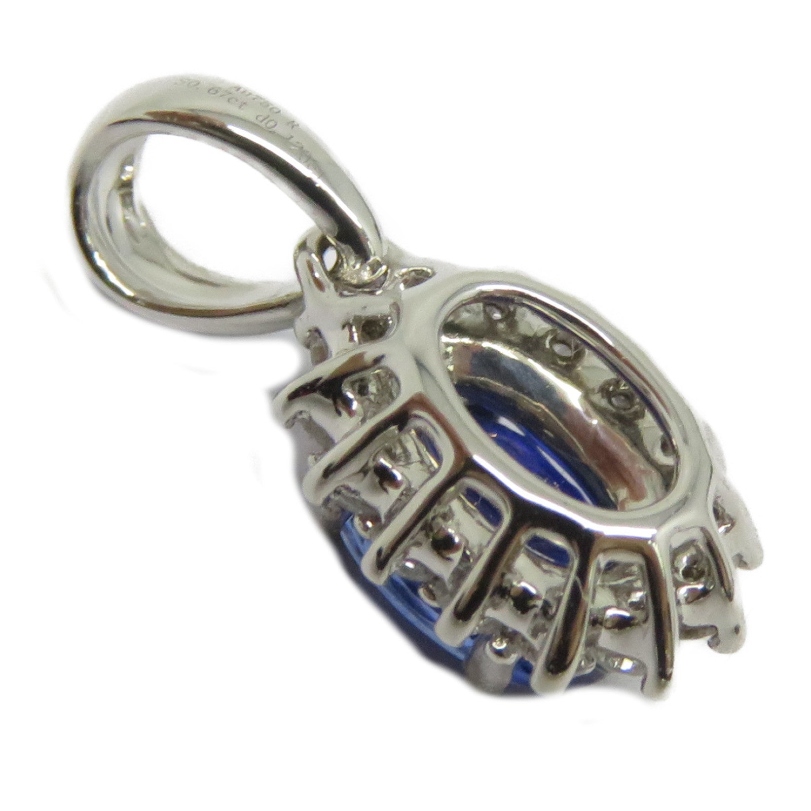 JEWELRY 【激減優惠】18K白金Sapphire Diamond Pendant Top 0.67ct藍寶石/0.123ct鑽石吊墜