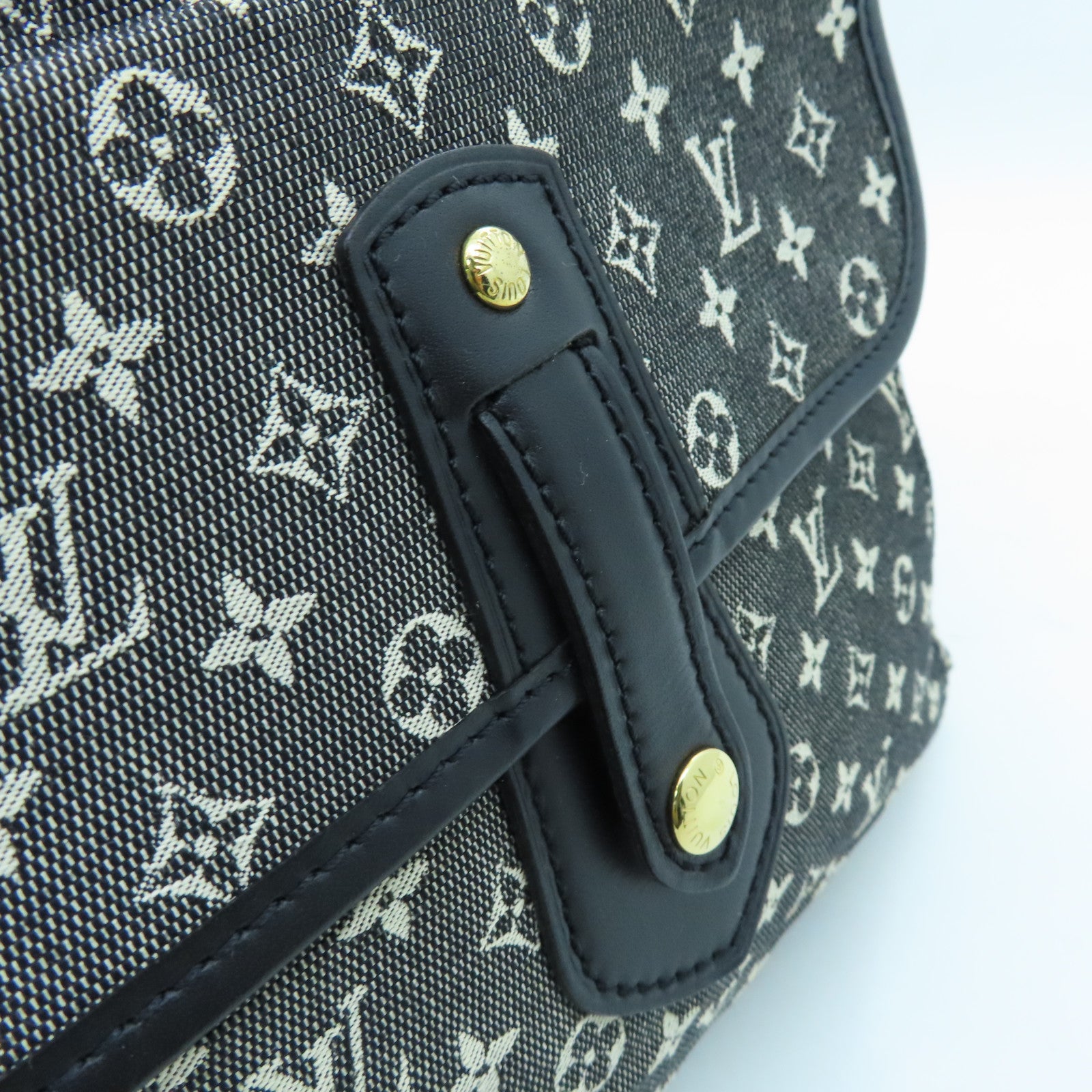 LOUIS VUITTON Monogram Mini Lin Mini Hippo Mario Kate Gold Buckle Handle Bag Black/White