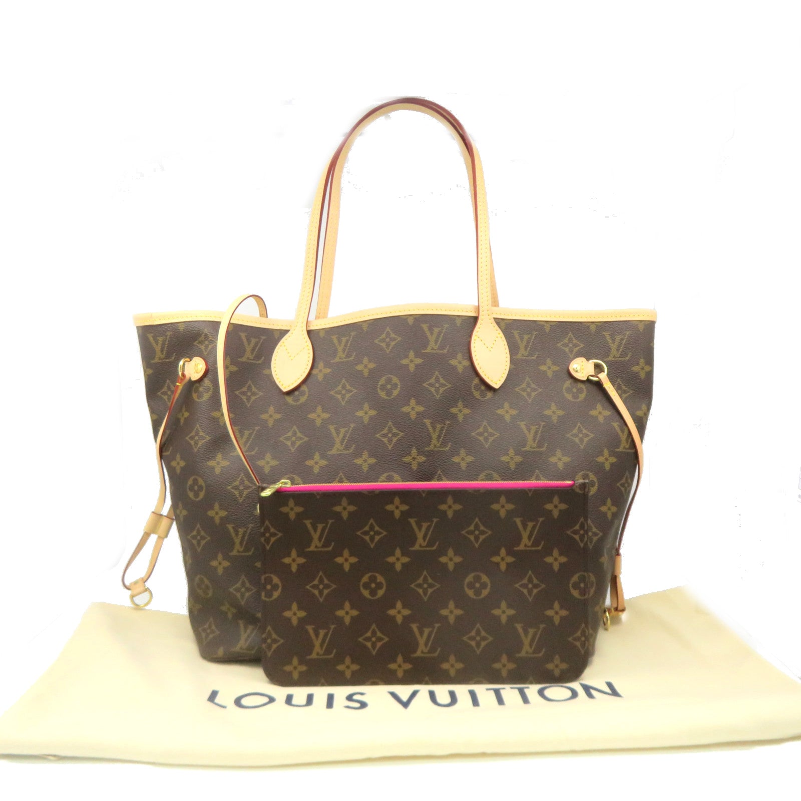 LOUIS VUITTON Monogram Neverfull MM Tote Bag肩背袋啡色