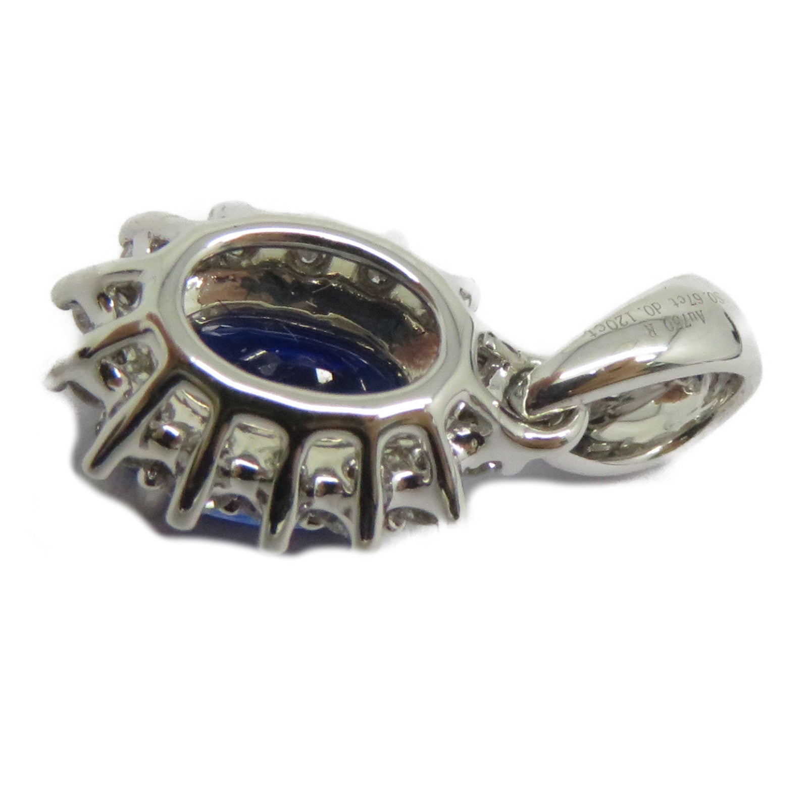 JEWELRY 【激減優惠】18K白金Sapphire Diamond Pendant Top 0.67ct藍寶石/0.123ct鑽石吊墜