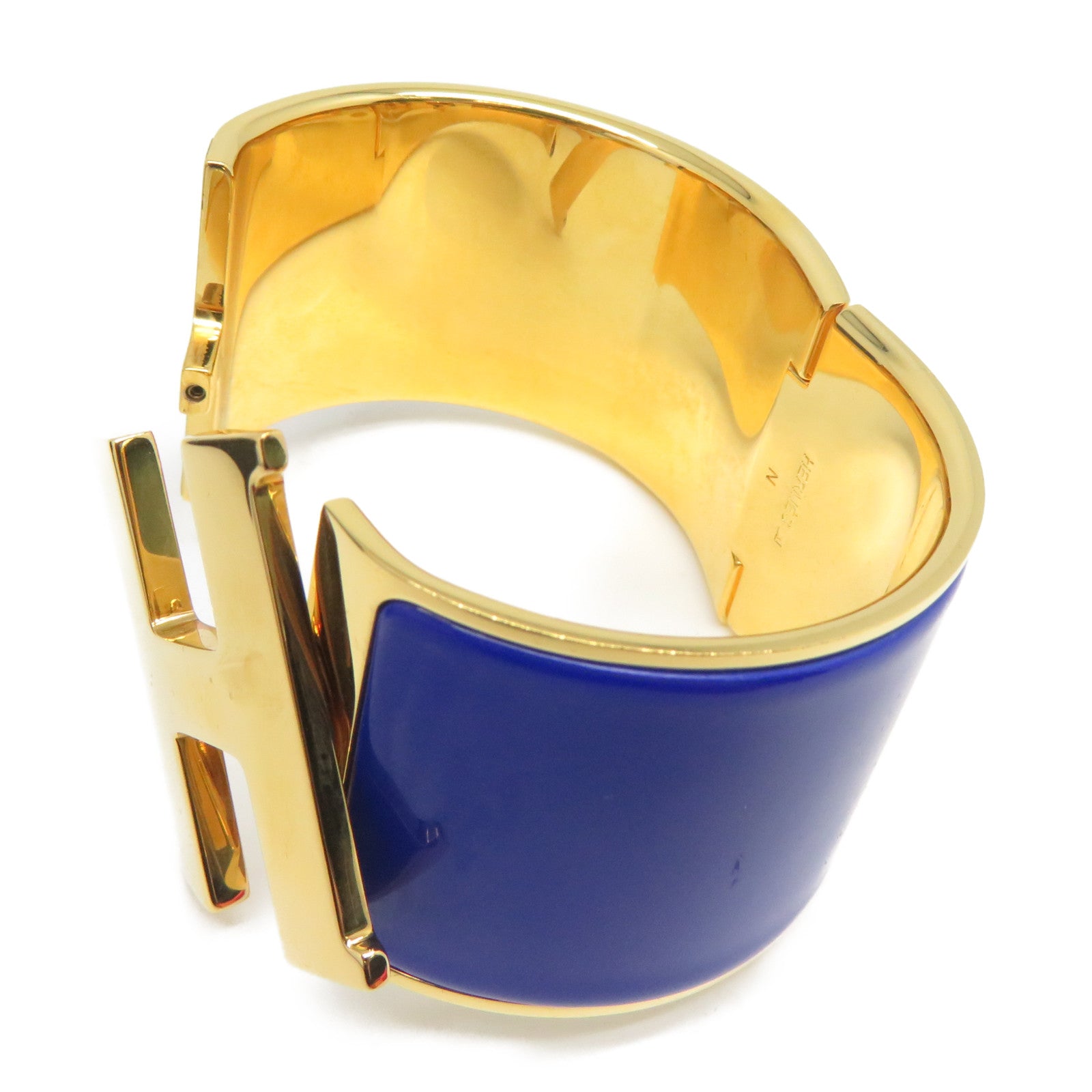 HERMES 金屬Clic-Clac H Extra Large金扣手鐲藍色