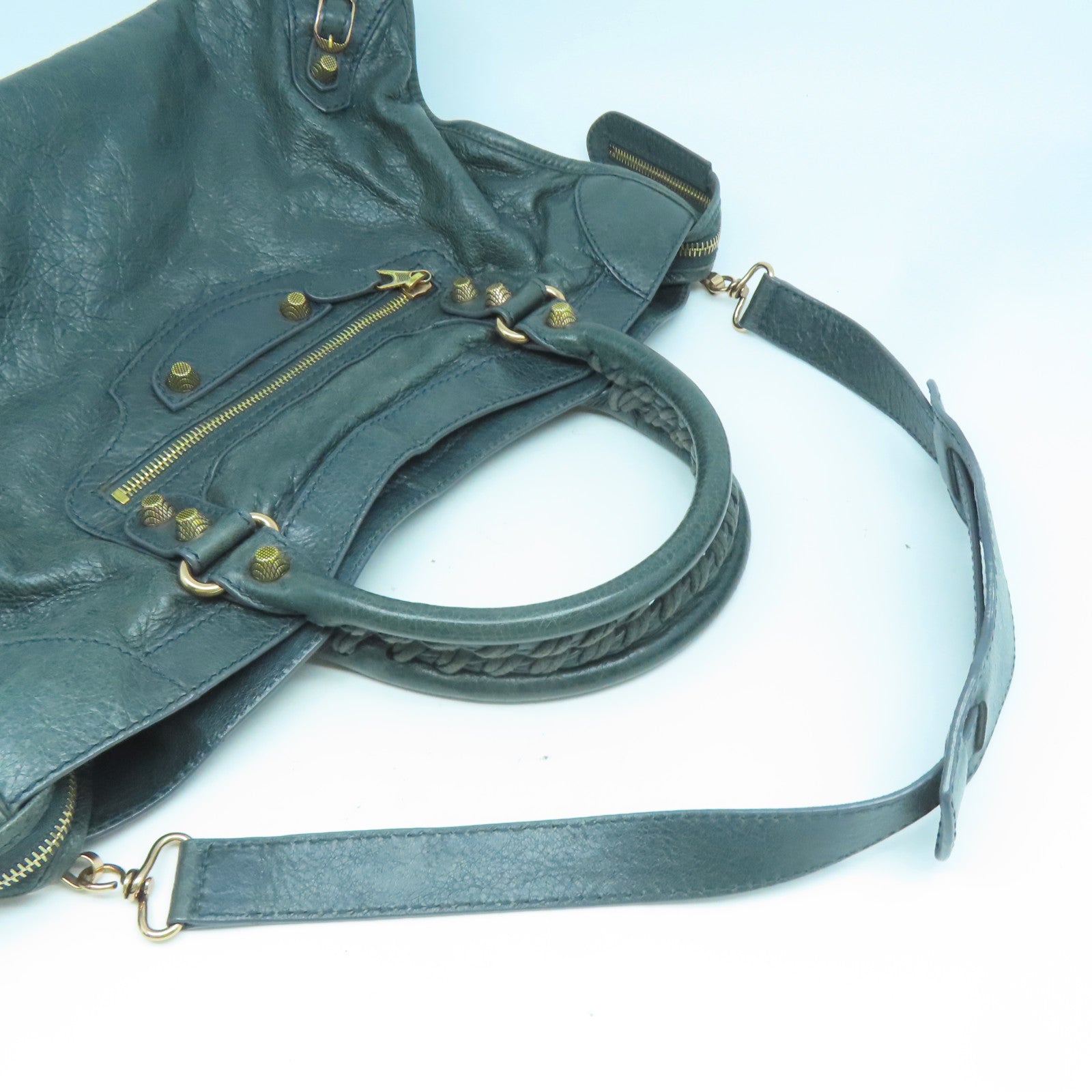 BALENCIAGA 牛皮皮革City Bag手挽肩背兩用袋綠色