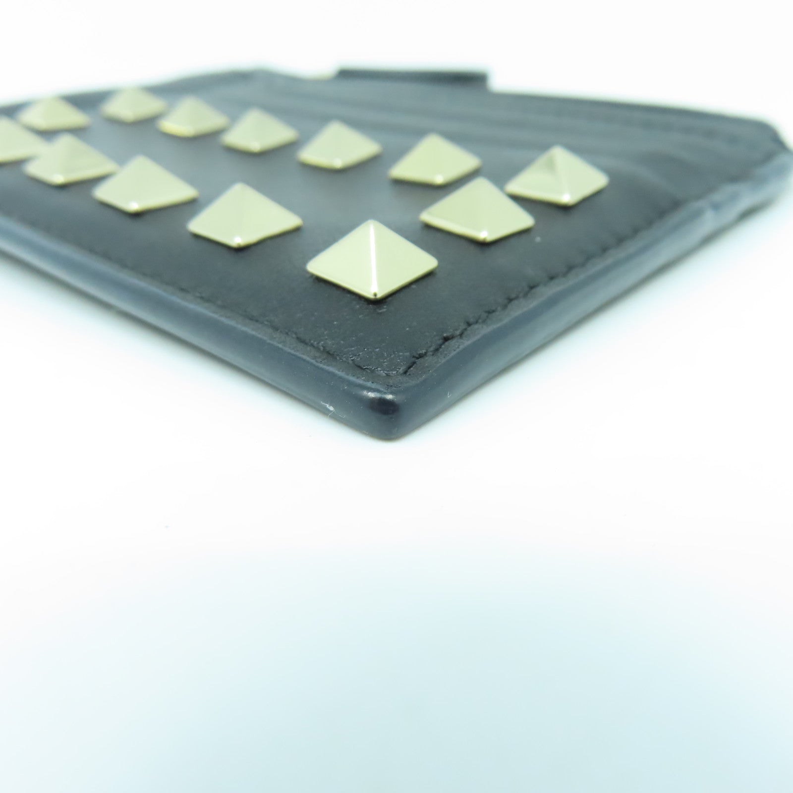 Valentino 牛皮皮革Card case銀扣卡片套黑色