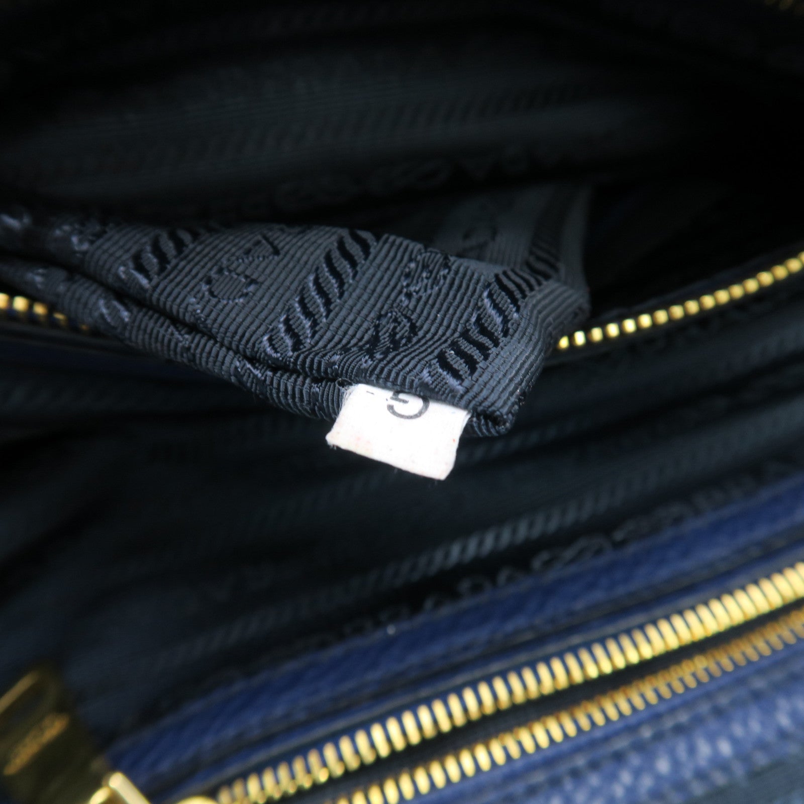PRADA cowhide leather 2 Way Shoulder gold buckle handle shoulder bag blue