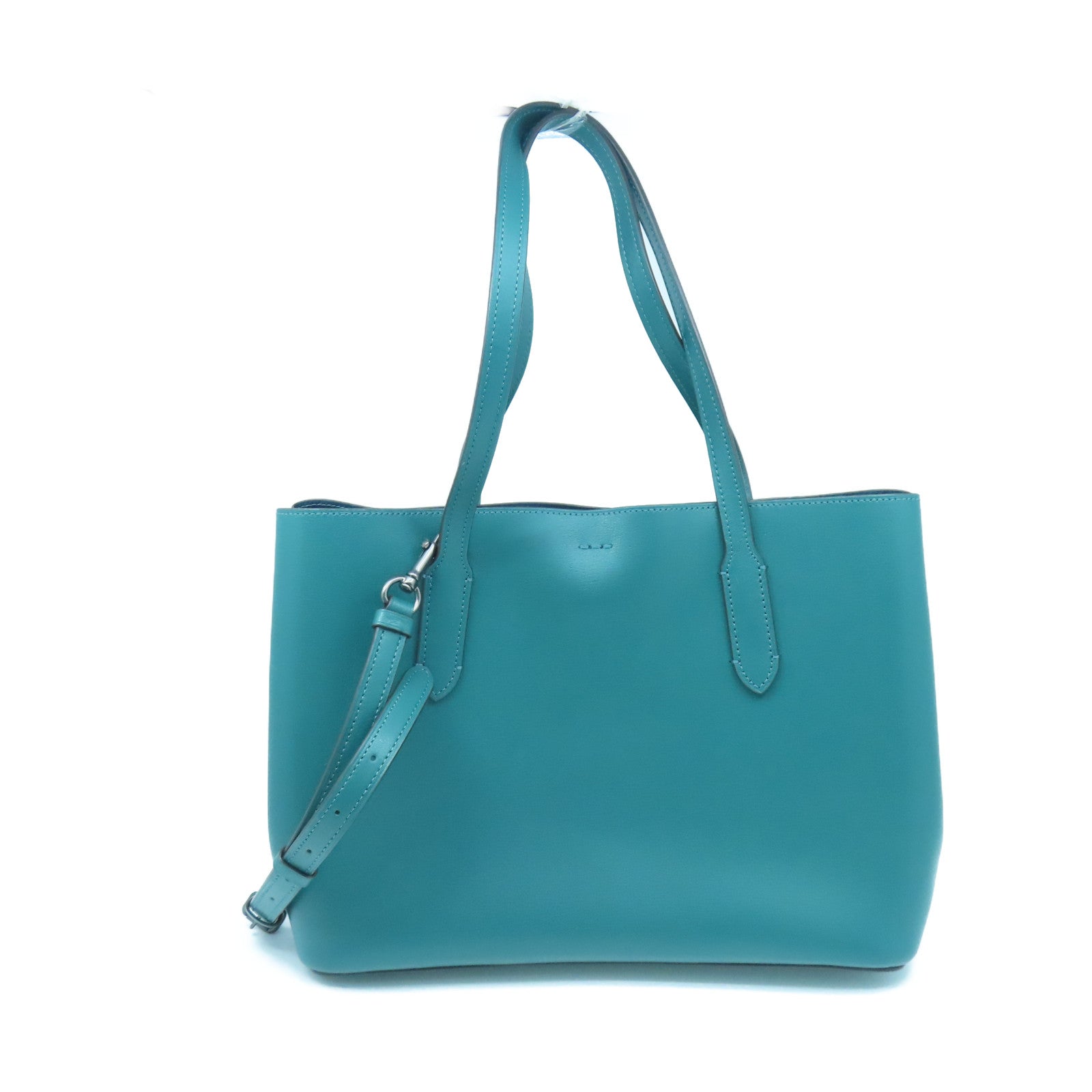 COACH 牛皮皮革Tote Bag銀扣手挽肩背兩用袋綠色