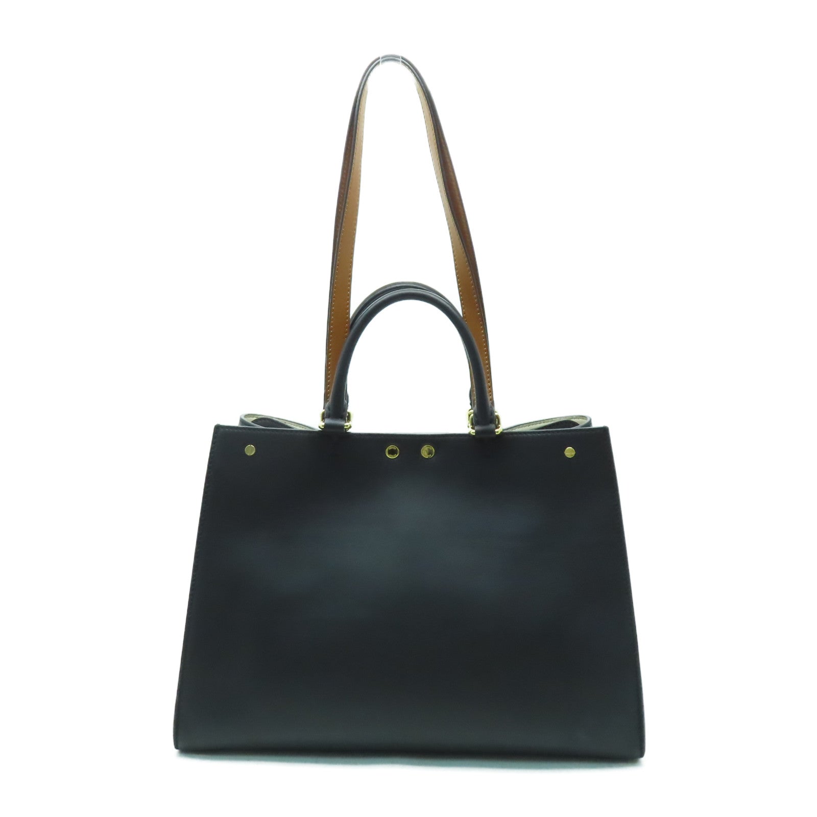 FENDI 牛皮皮革Peekaboo金扣手挽肩背兩用袋黑色