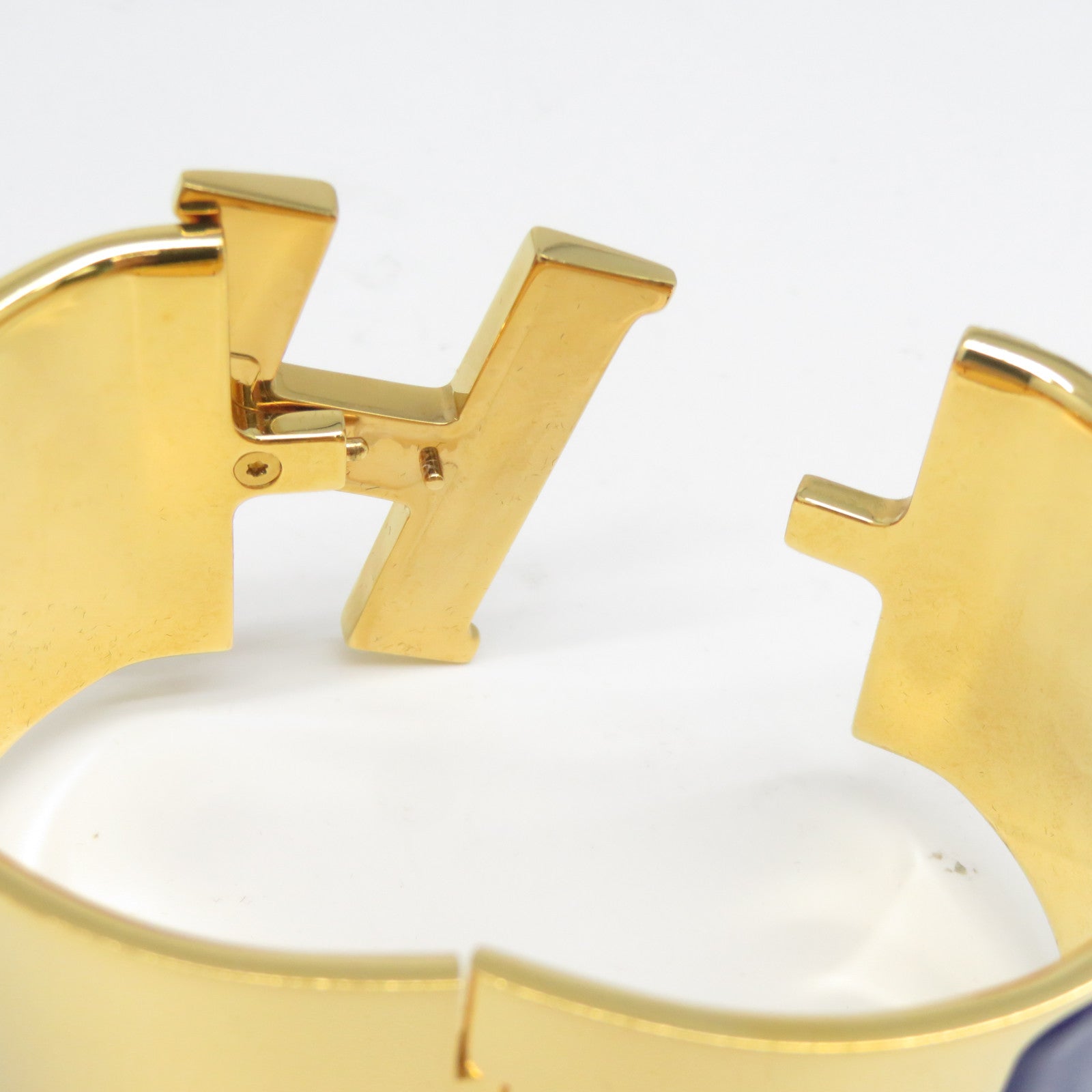 HERMES 金屬Clic-Clac H Extra Large金扣手鐲藍色
