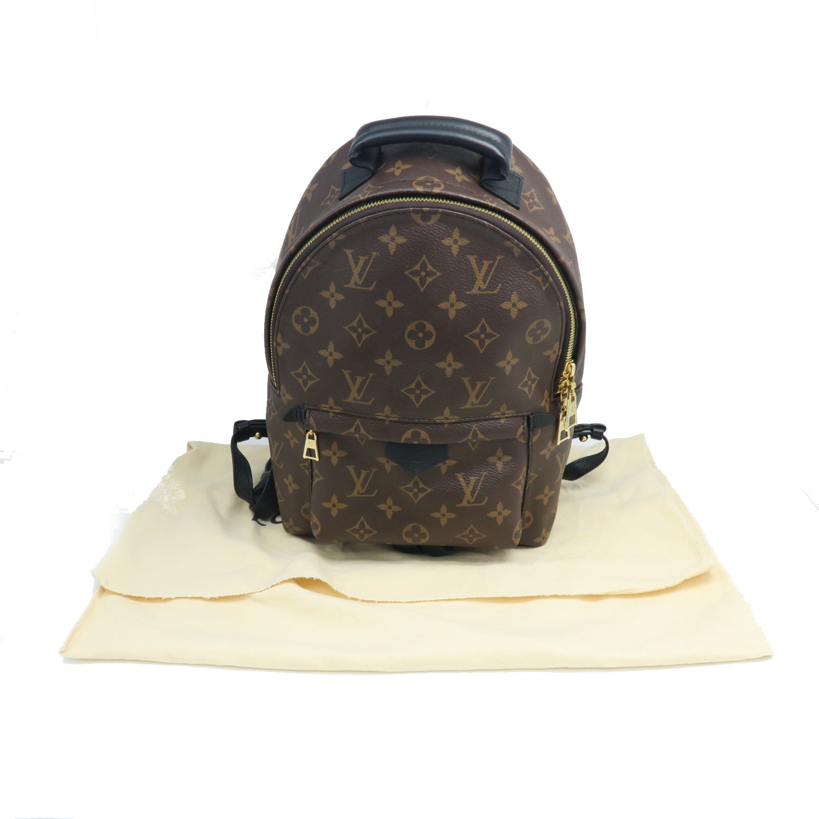 LOUIS VUITTON Monogram Palm Springs PM Gold Buckle Backpack Brown