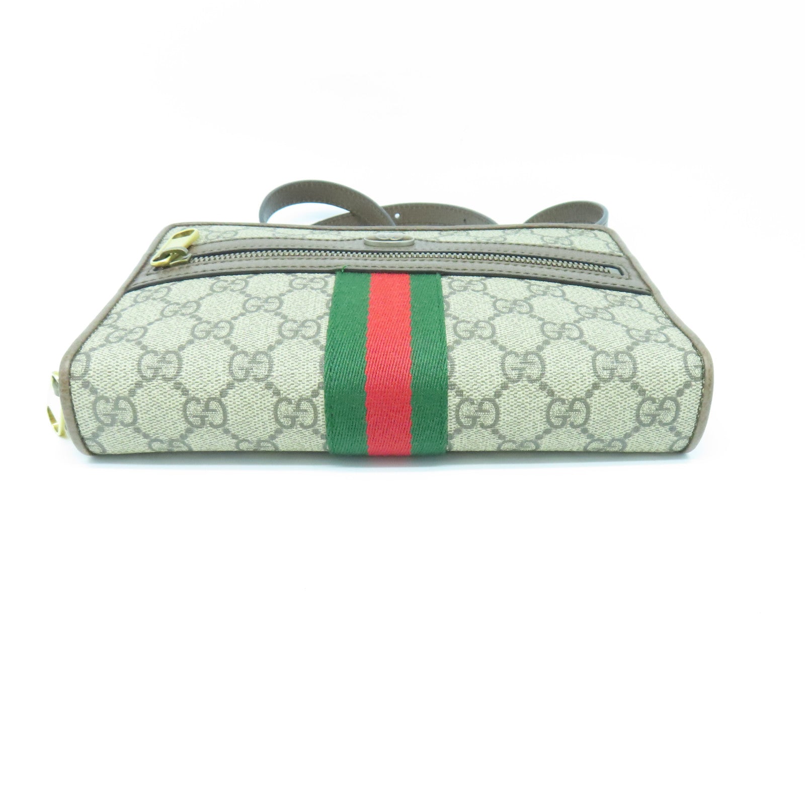 GUCCI 塗層帆布/牛皮皮革Ophidia Shoulder Bag金扣肩背袋啡色